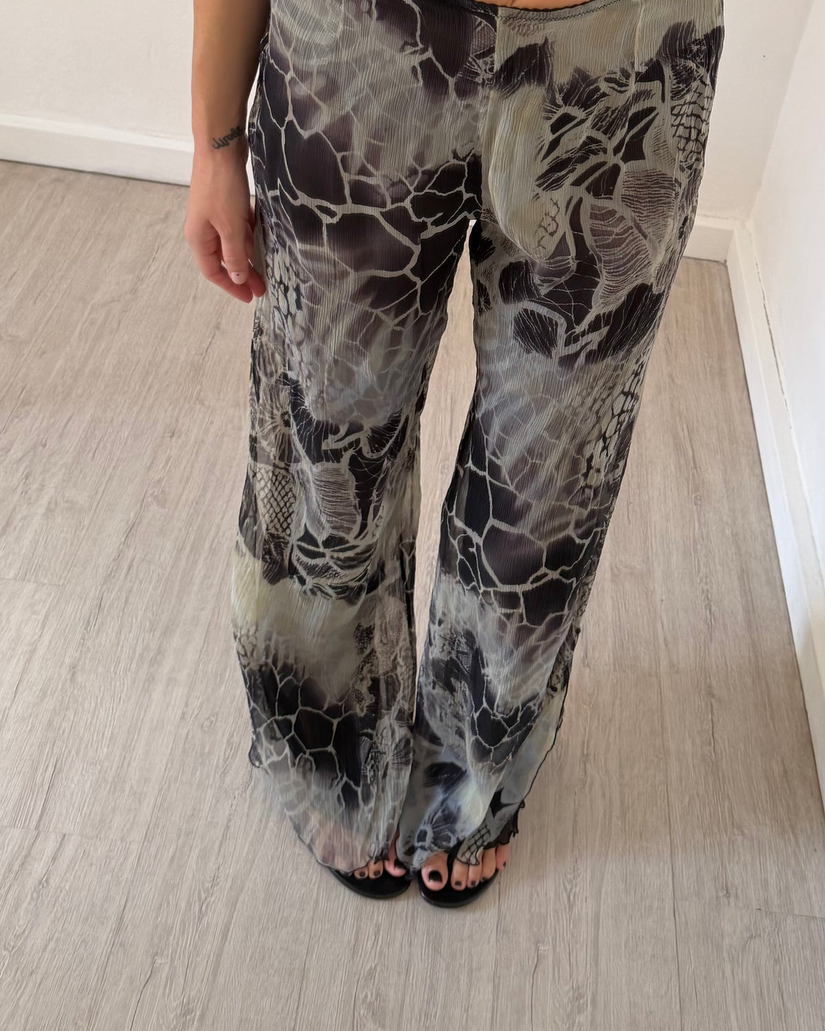 Silk flare trousers