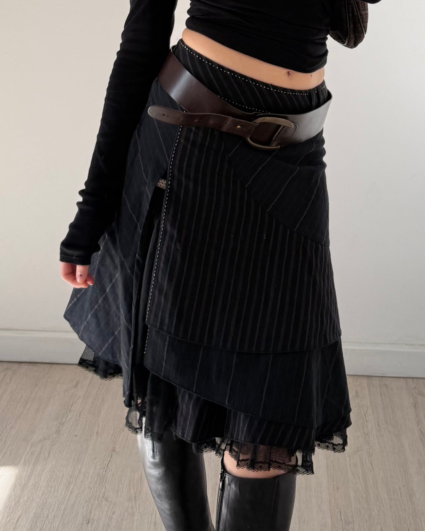 00s midi skirt with layers