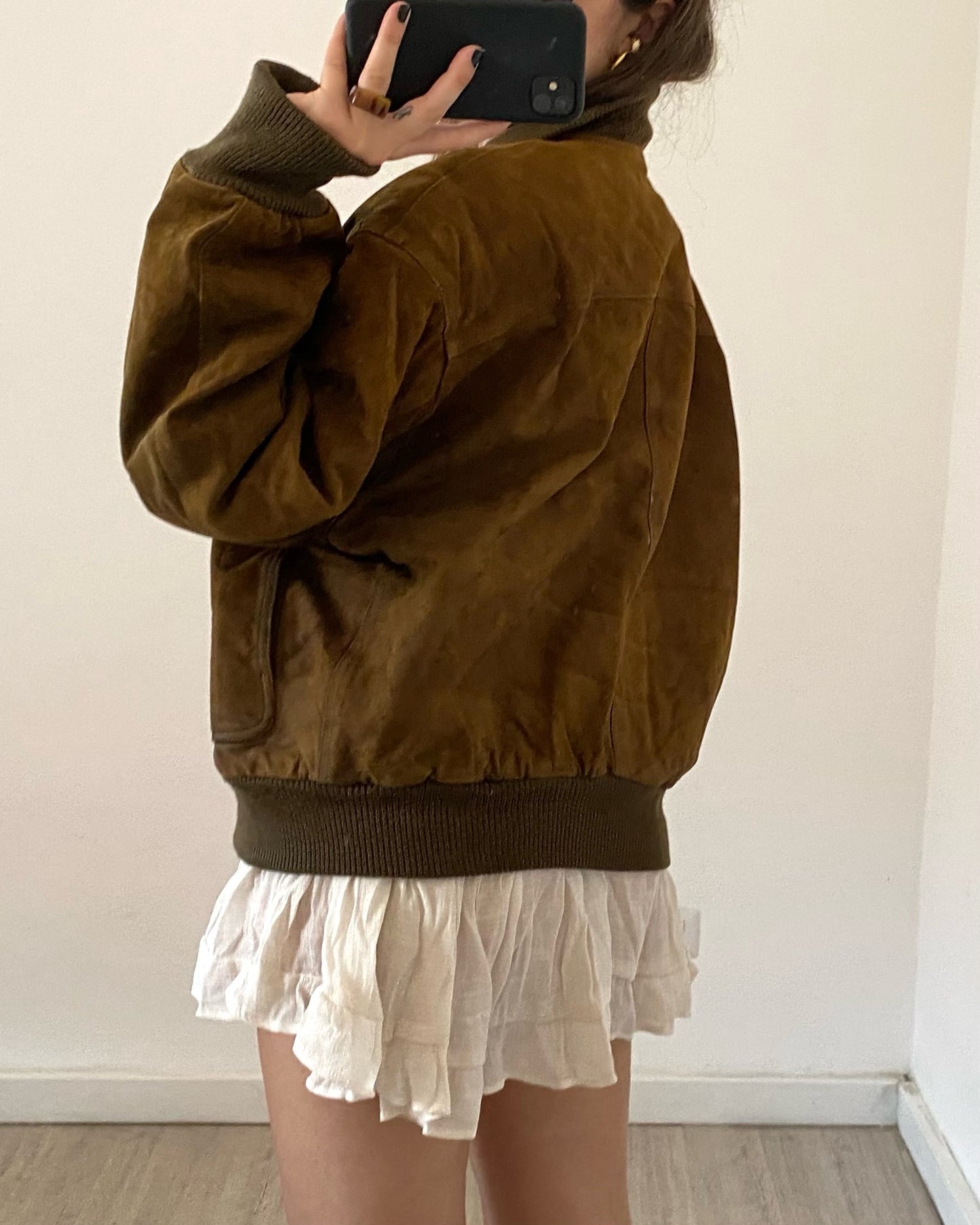 Suede bomber jacket