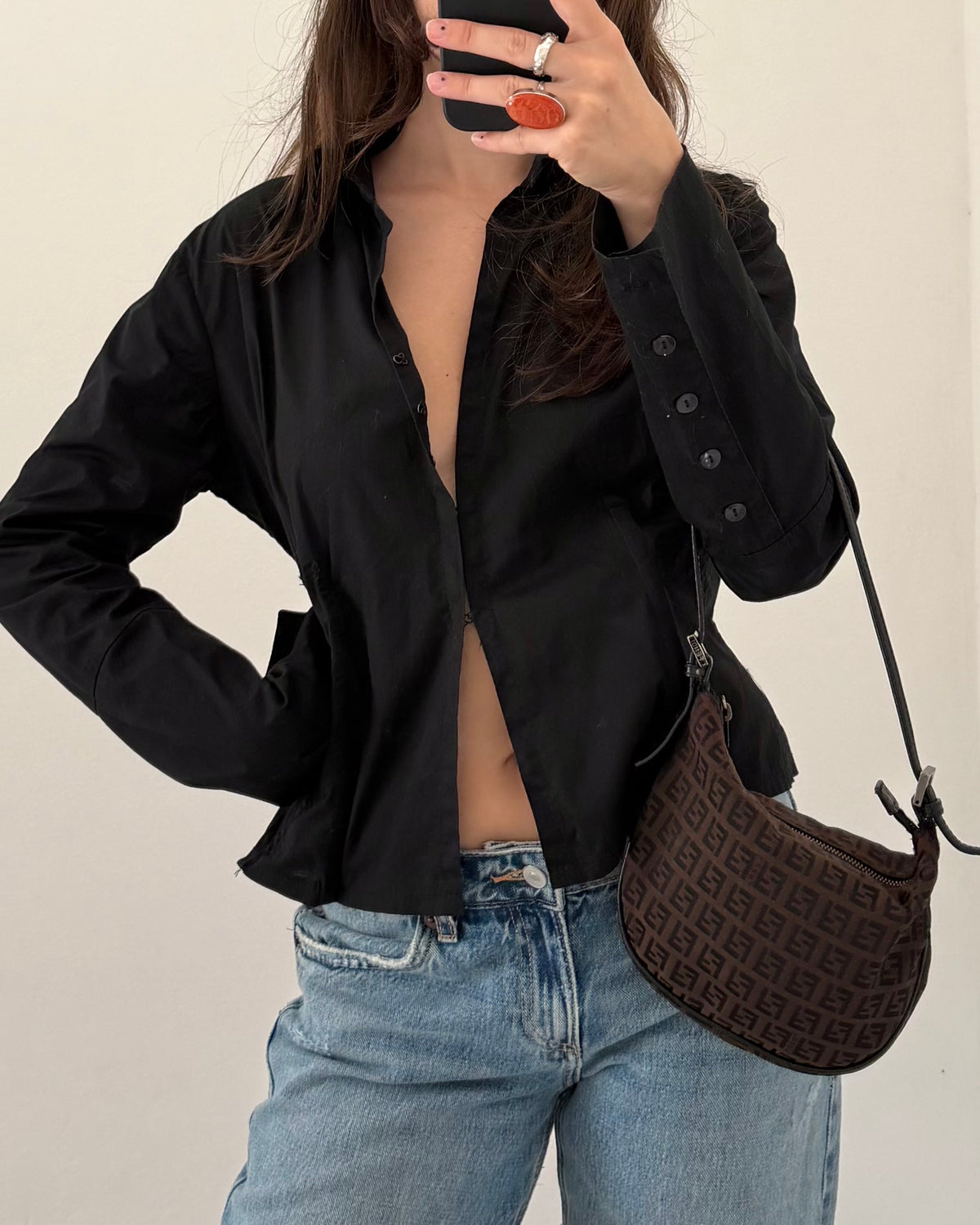 Y2k black fitted shirt