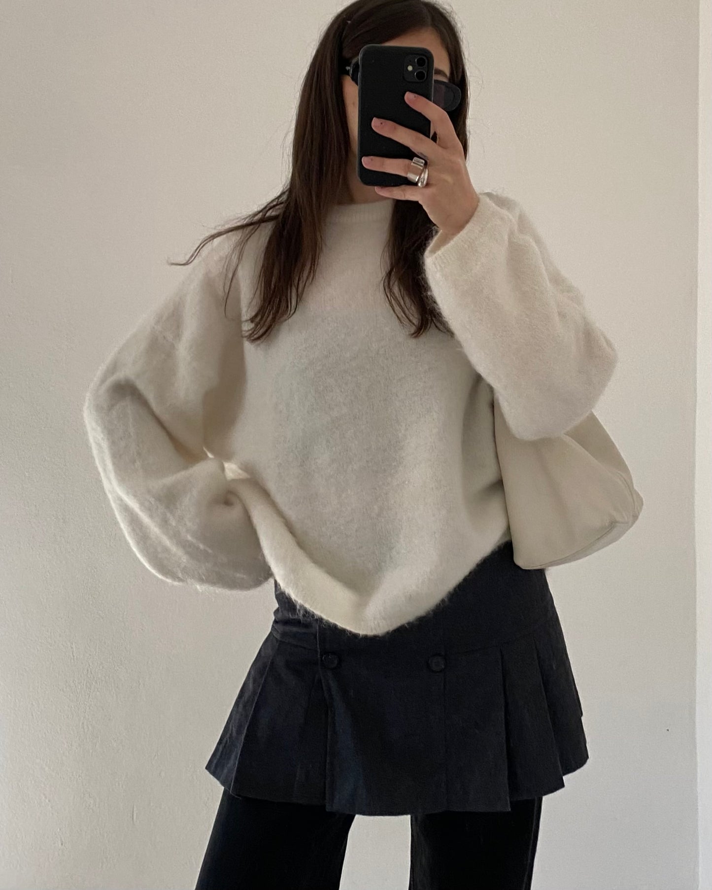 Wool pleated mini skirt