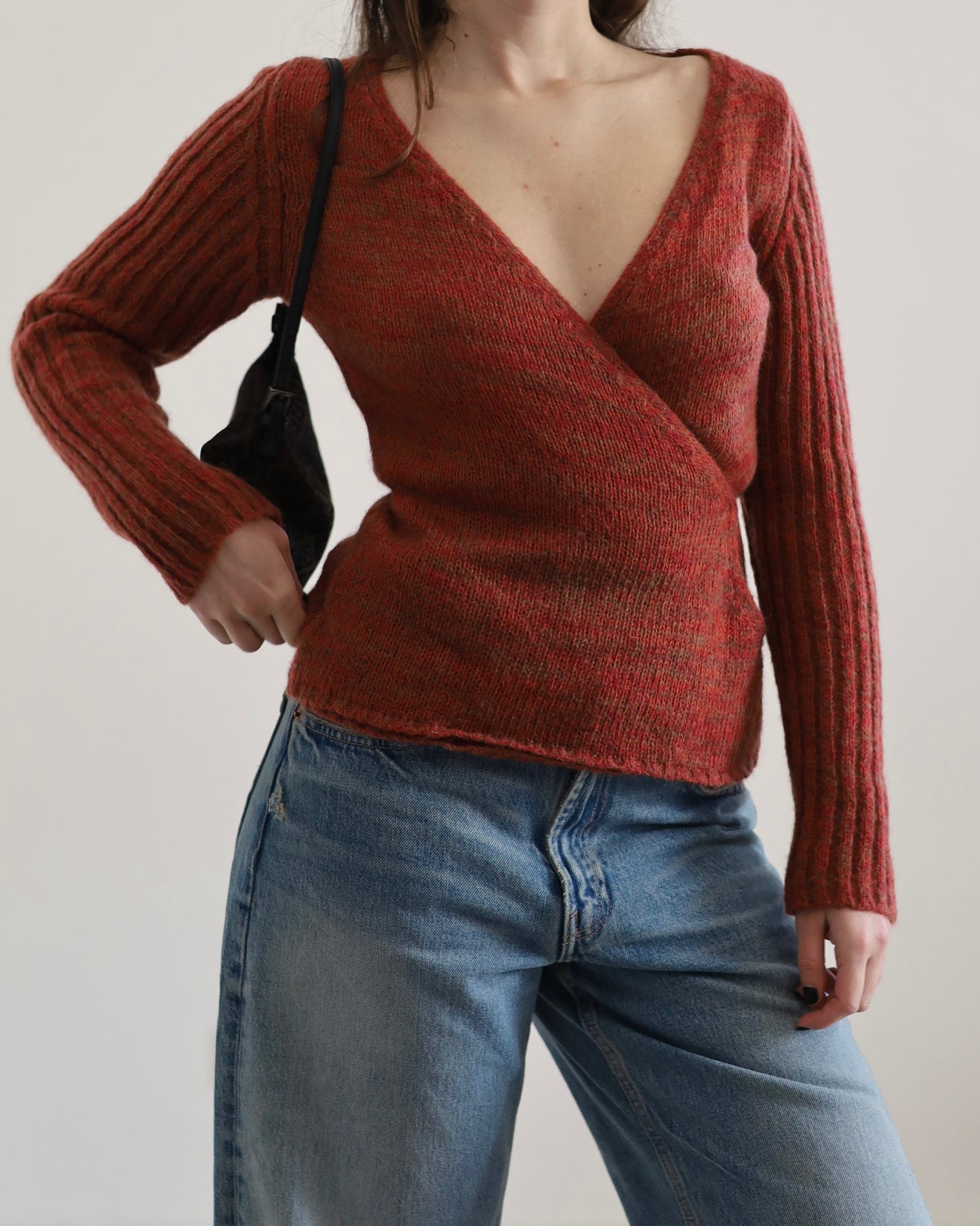 Knit wrap top