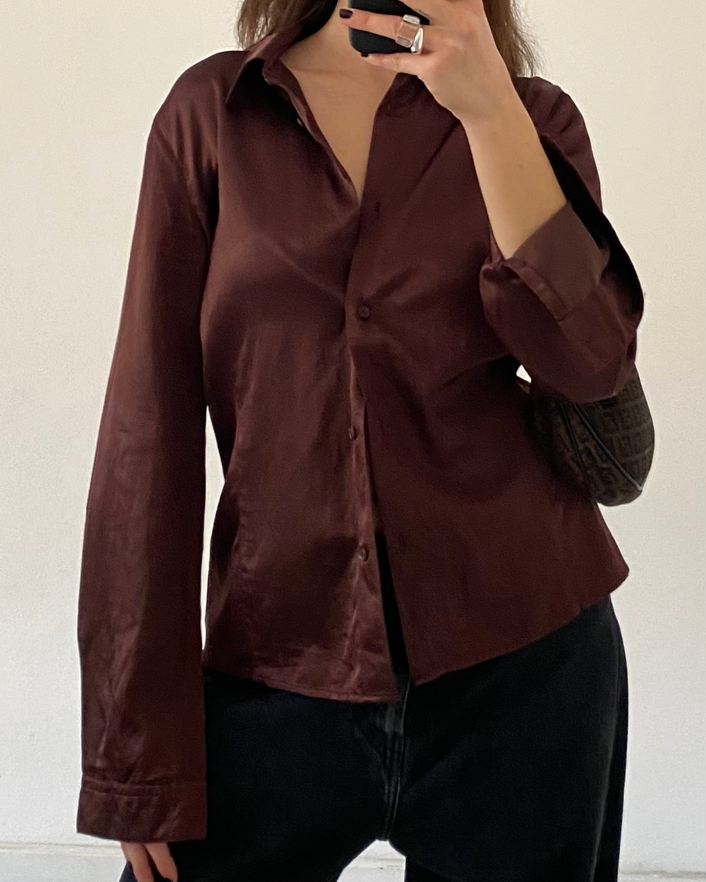 Brown satin shirt