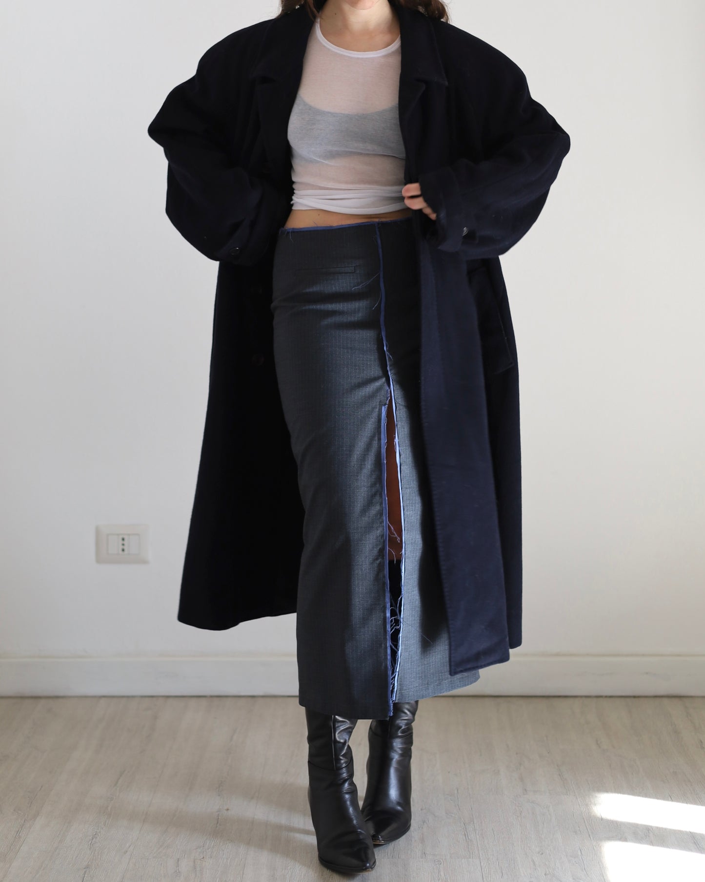 Navy wool belted coat