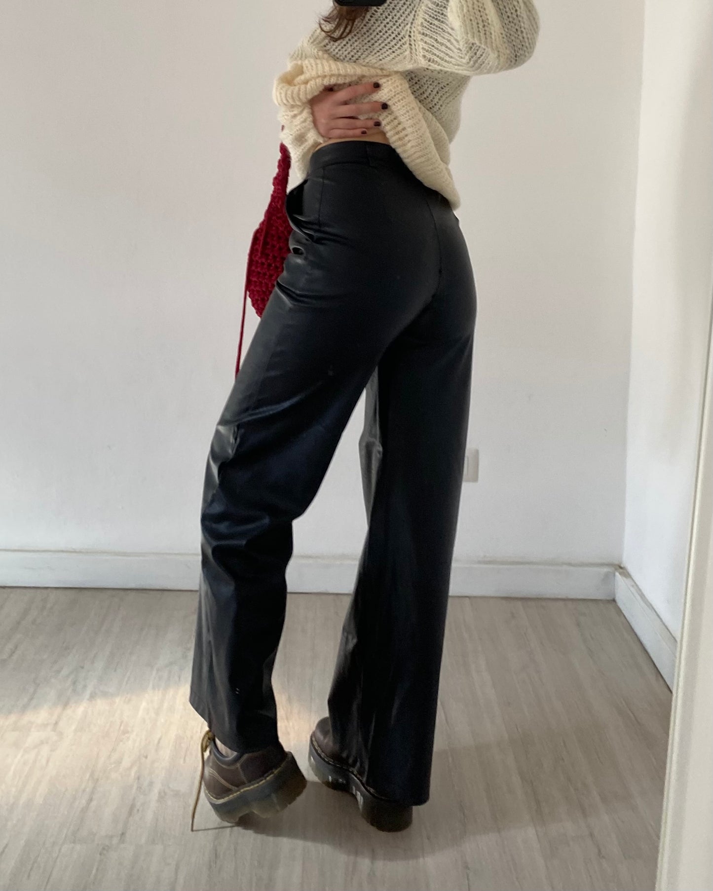 Faux leather trousers