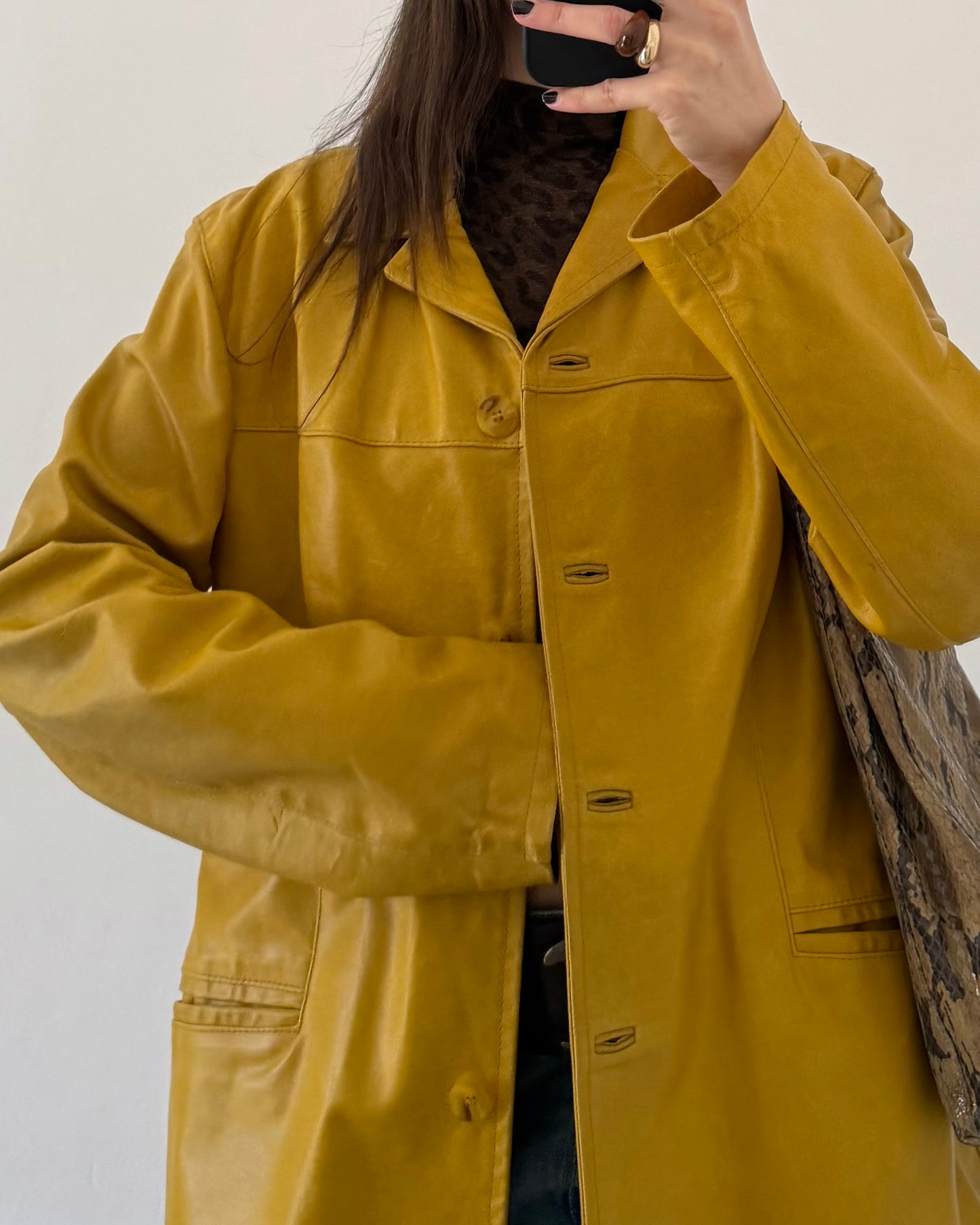 Mustard yellow leather jacket