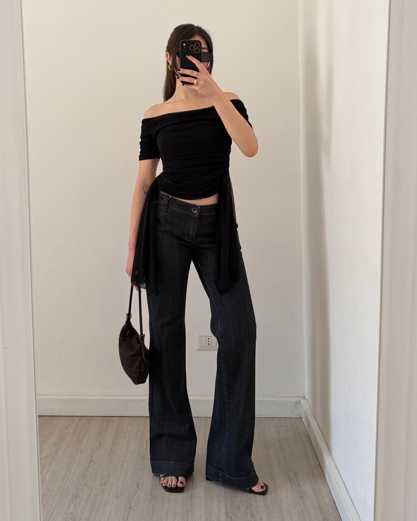 Off the shoulder tulle top