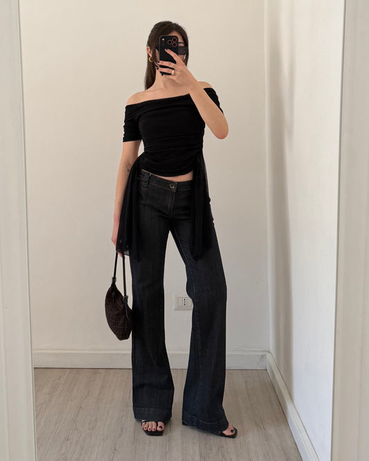 Off the shoulder tulle top