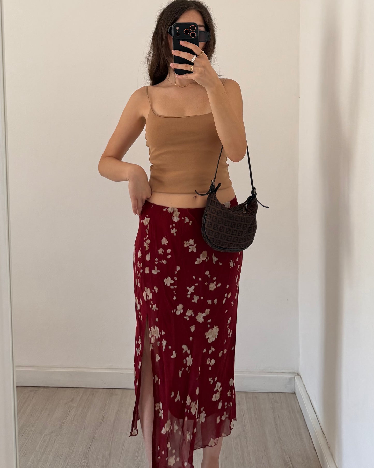 00s Floral midi skirt
