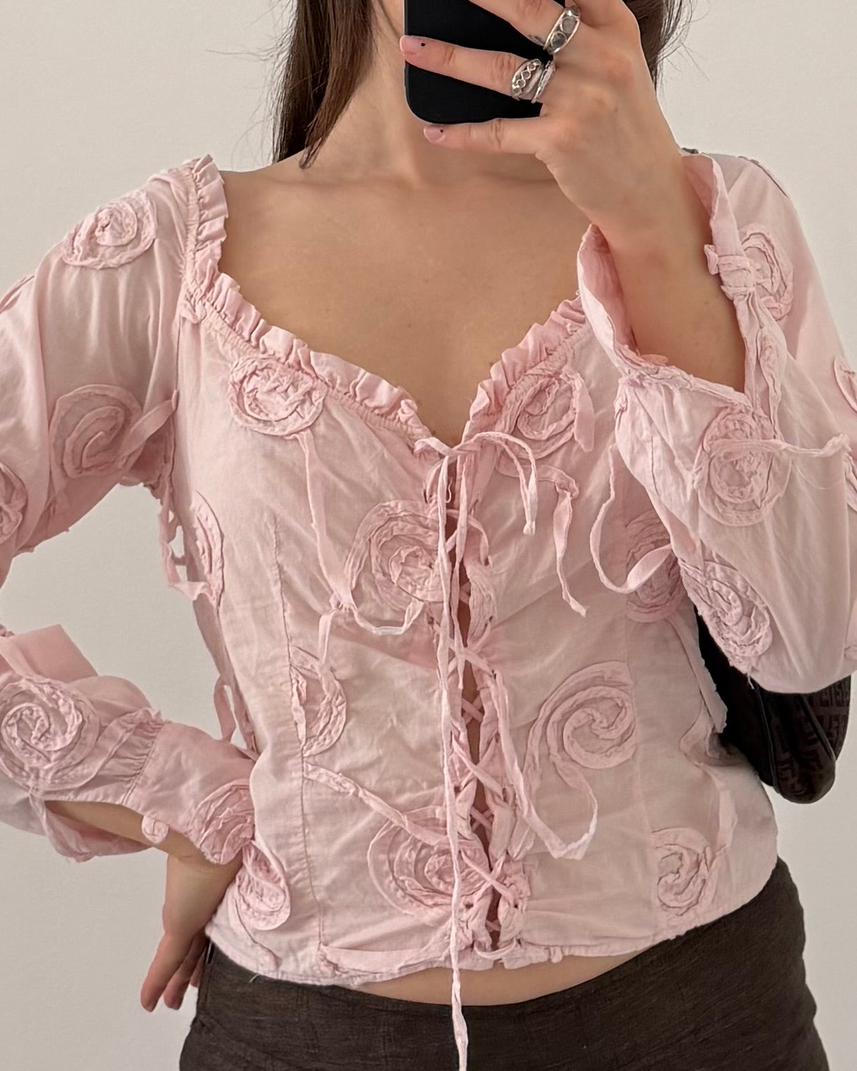 Embroidered baby pink shirt