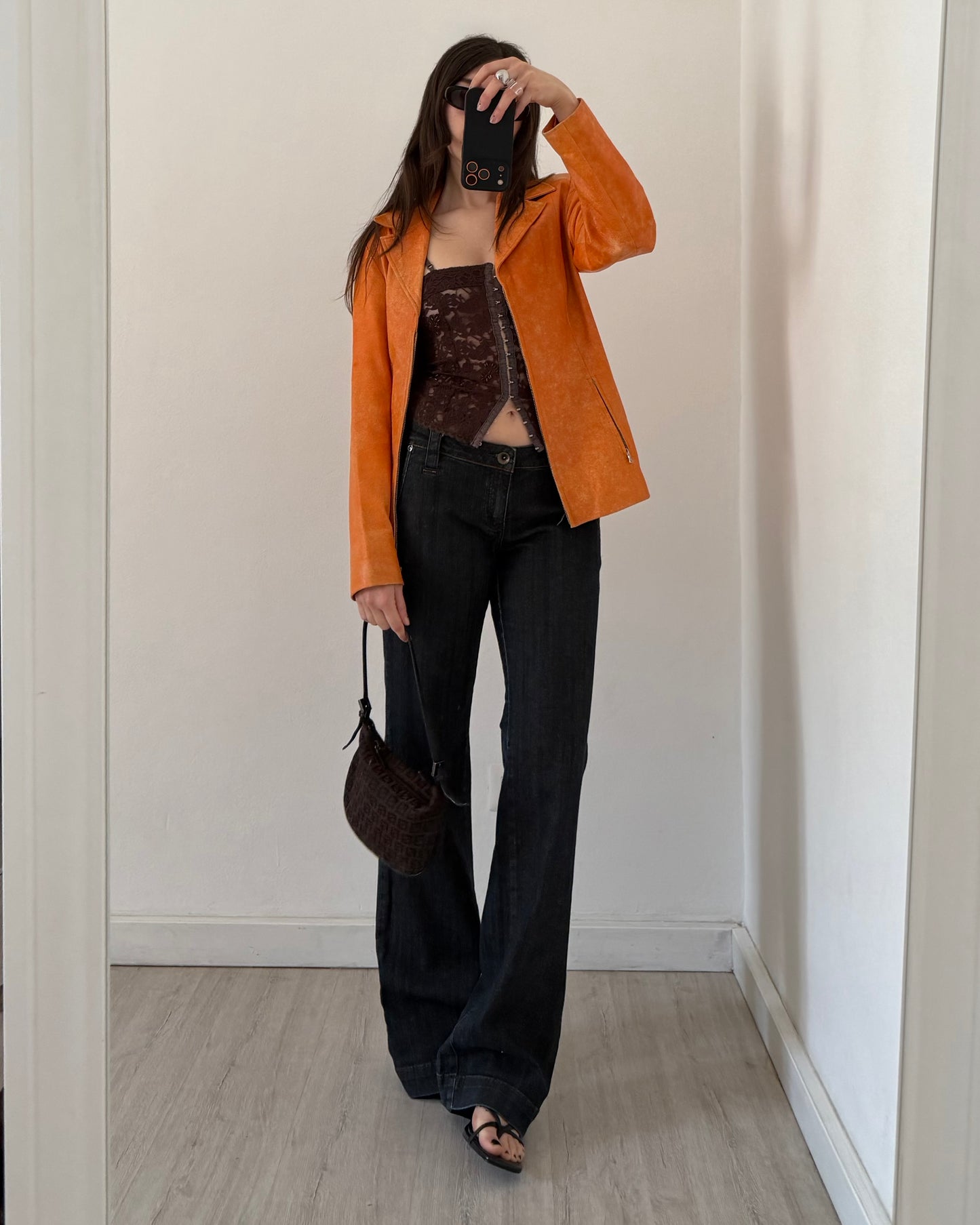 00s orange leather jacket