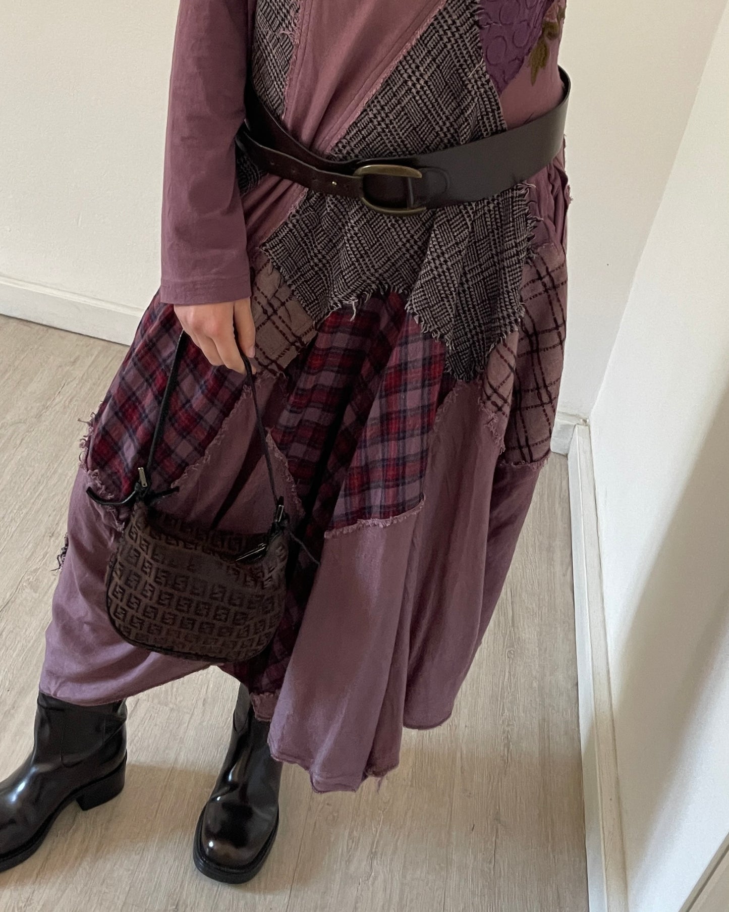 Patchwork asymmetric dress