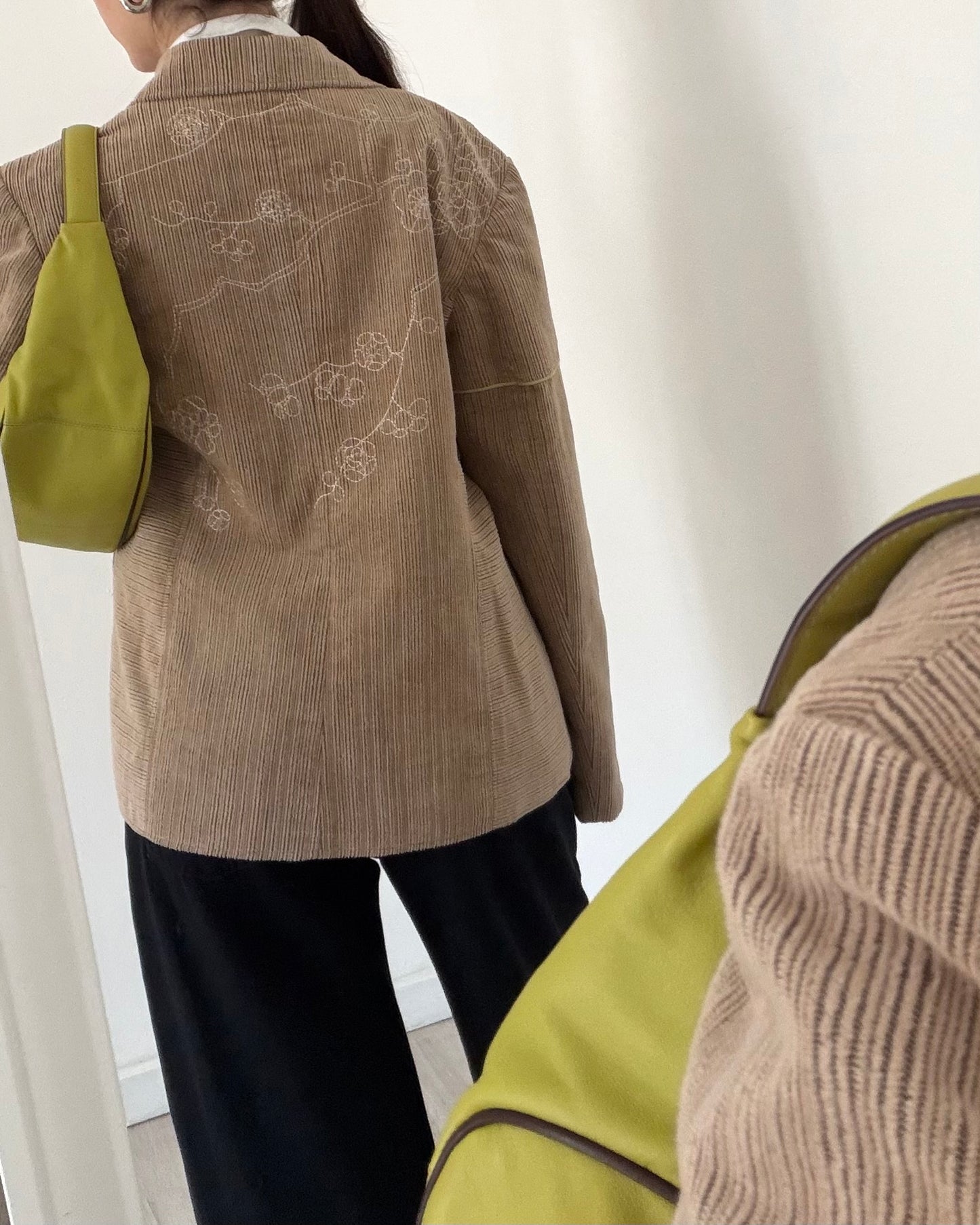 00s cord blazer with embroidery