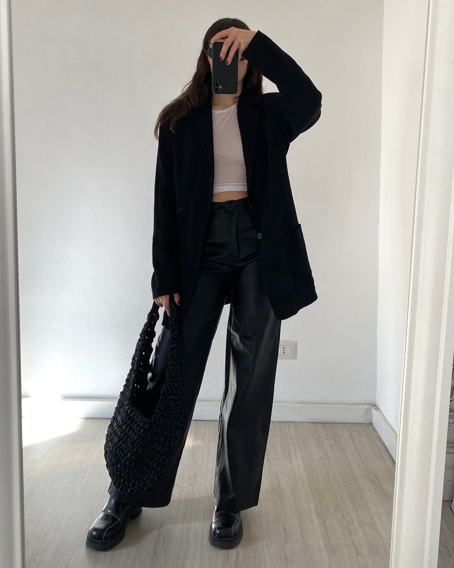 Faux leather trousers