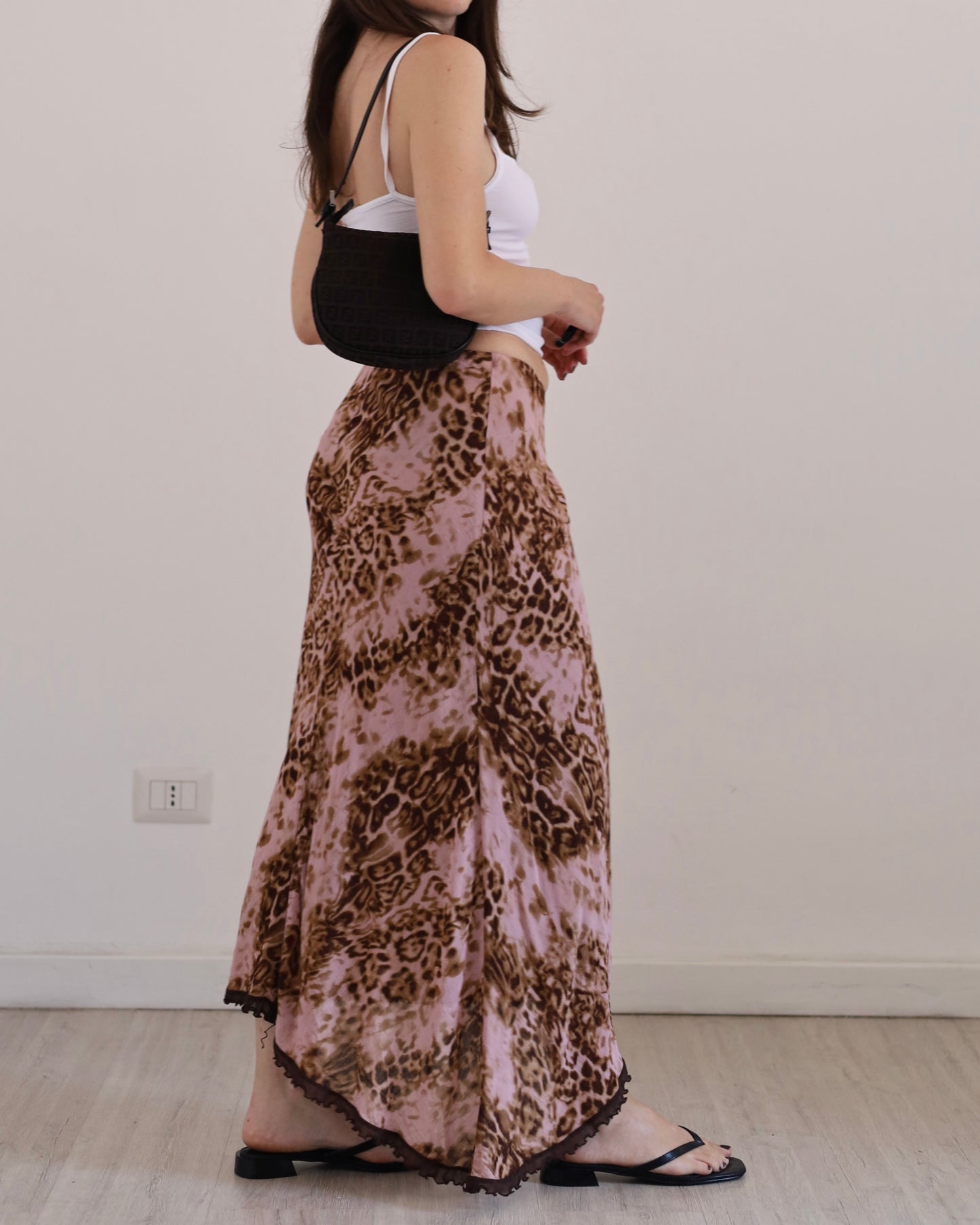 Leopard print long skirt