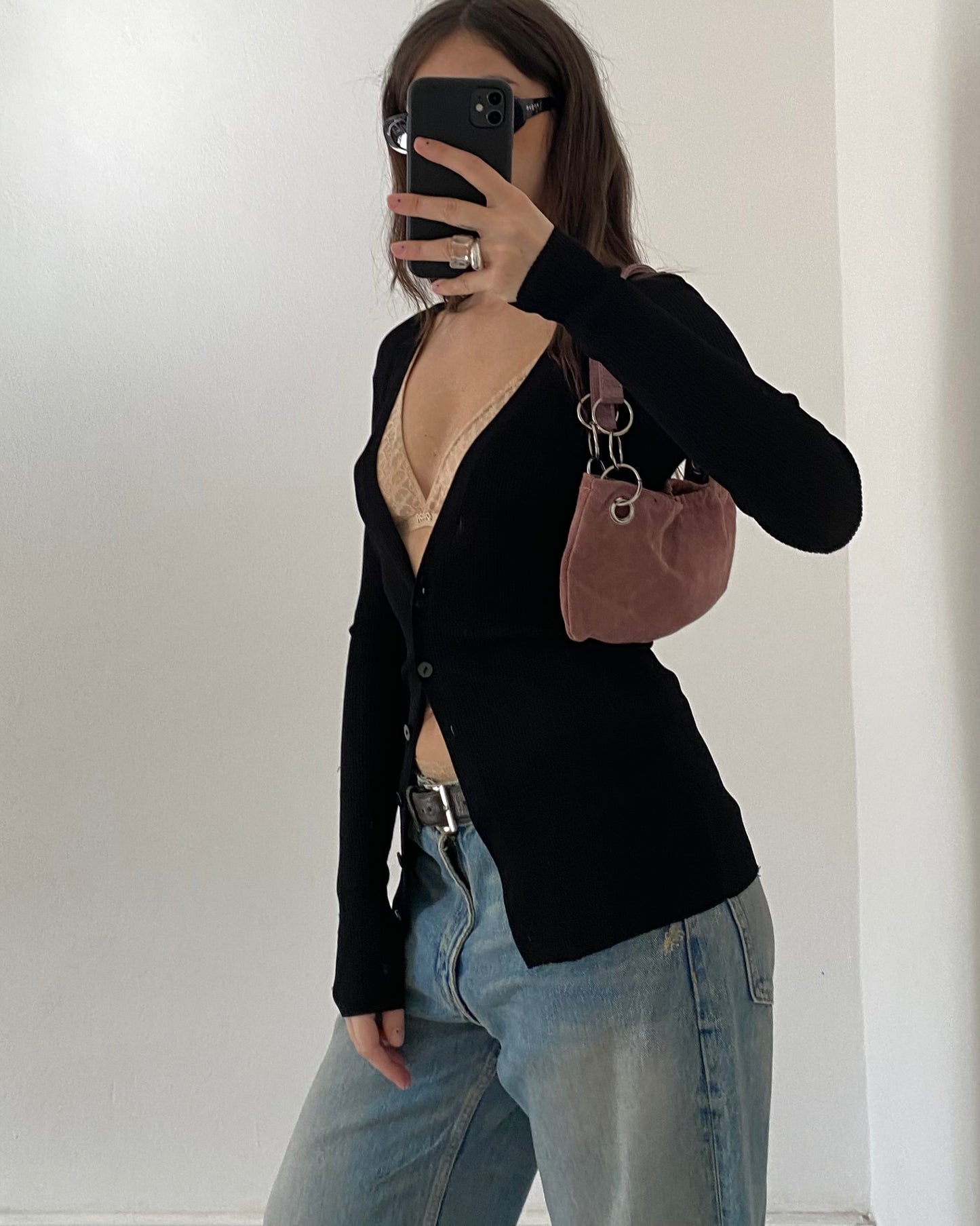 Ribbed semi-sheer cardigan