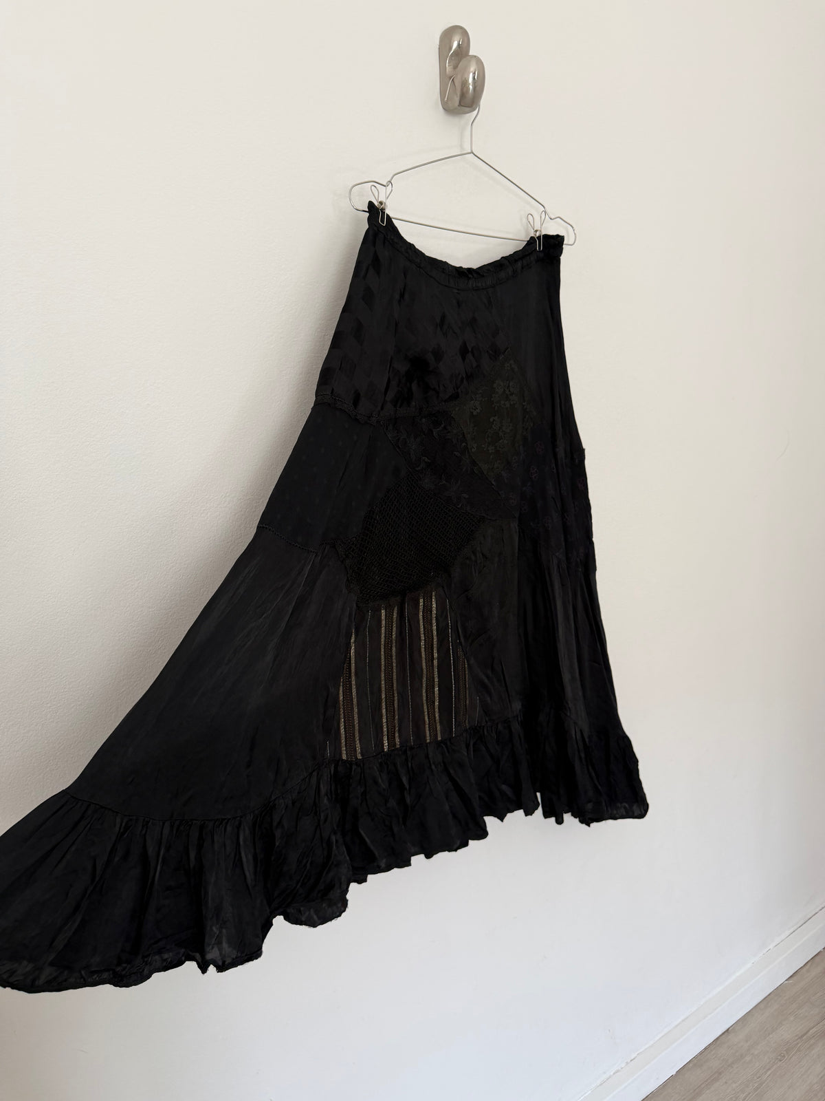 00s patchwork satin maxi skirt