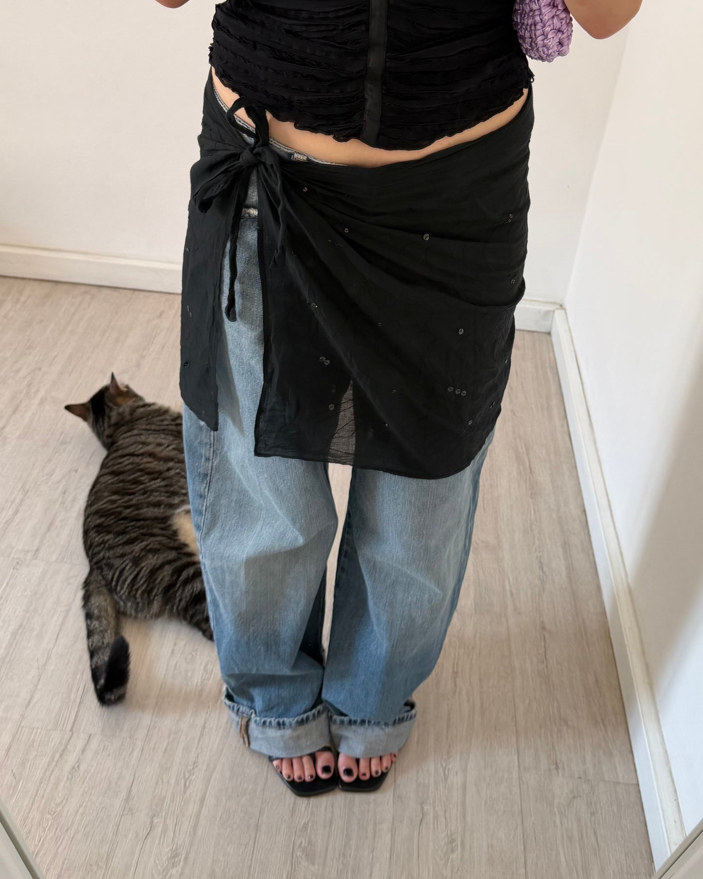 Sheer sarong mini skirt