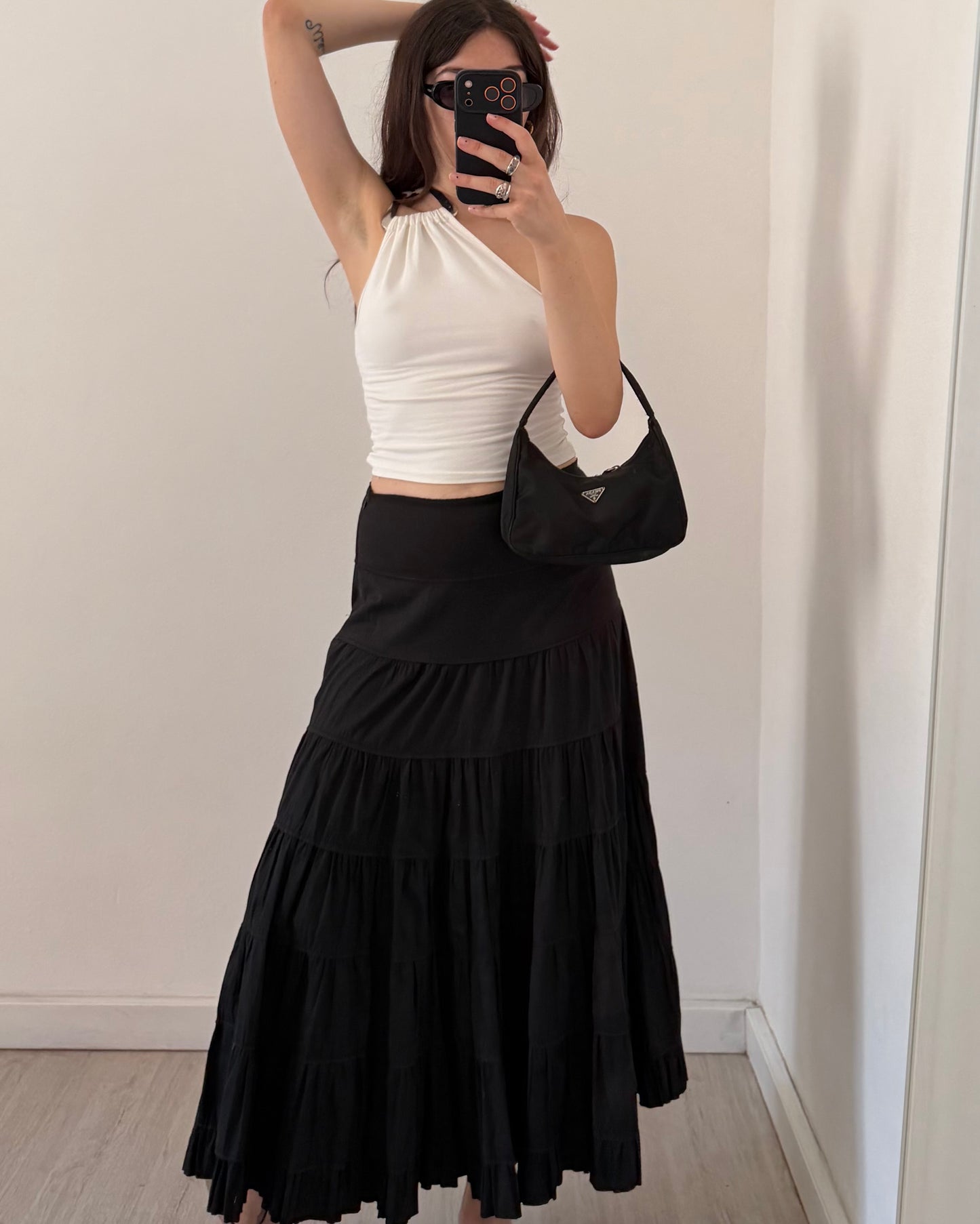 Cotton tiered maxi skirt