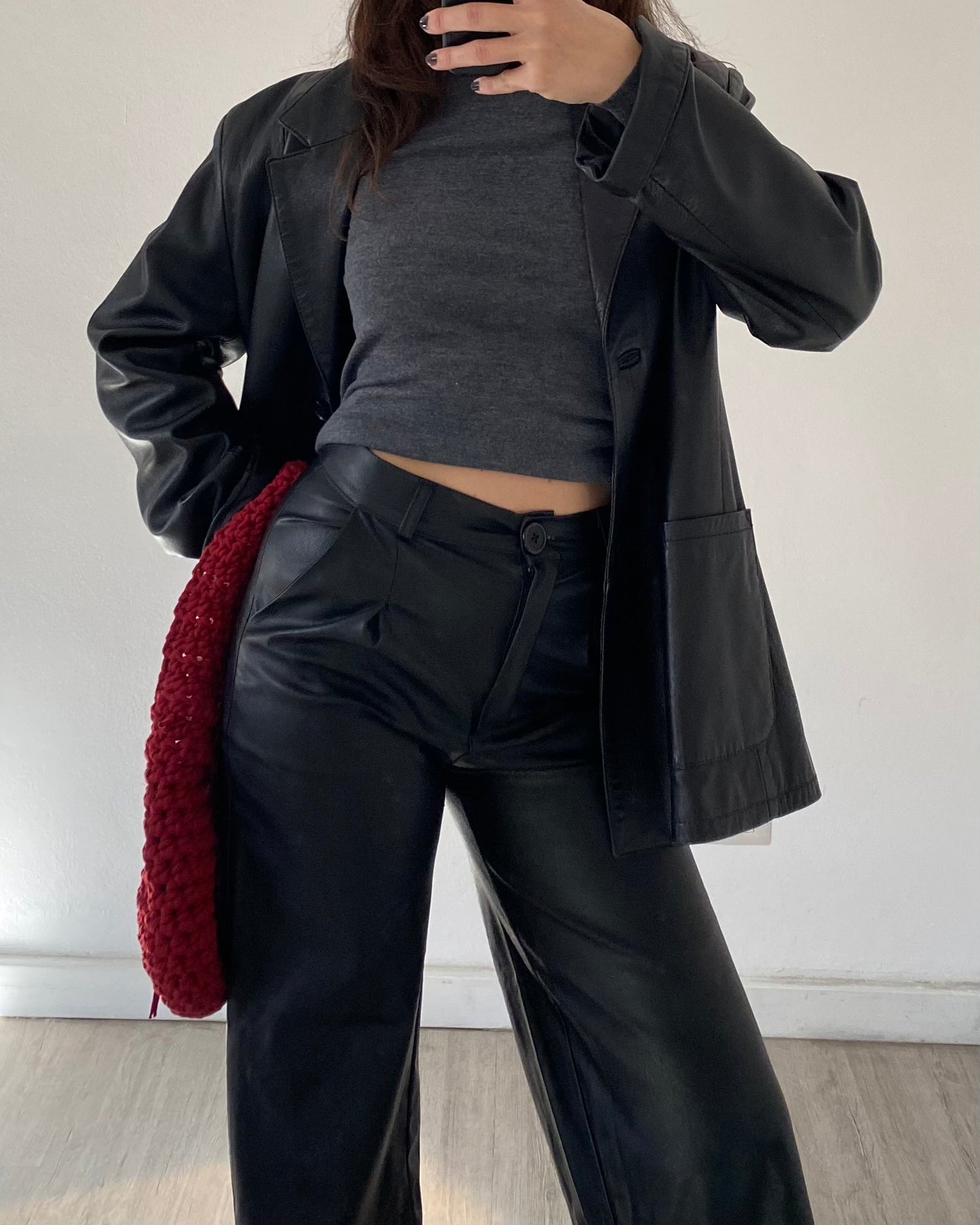 Faux leather trousers