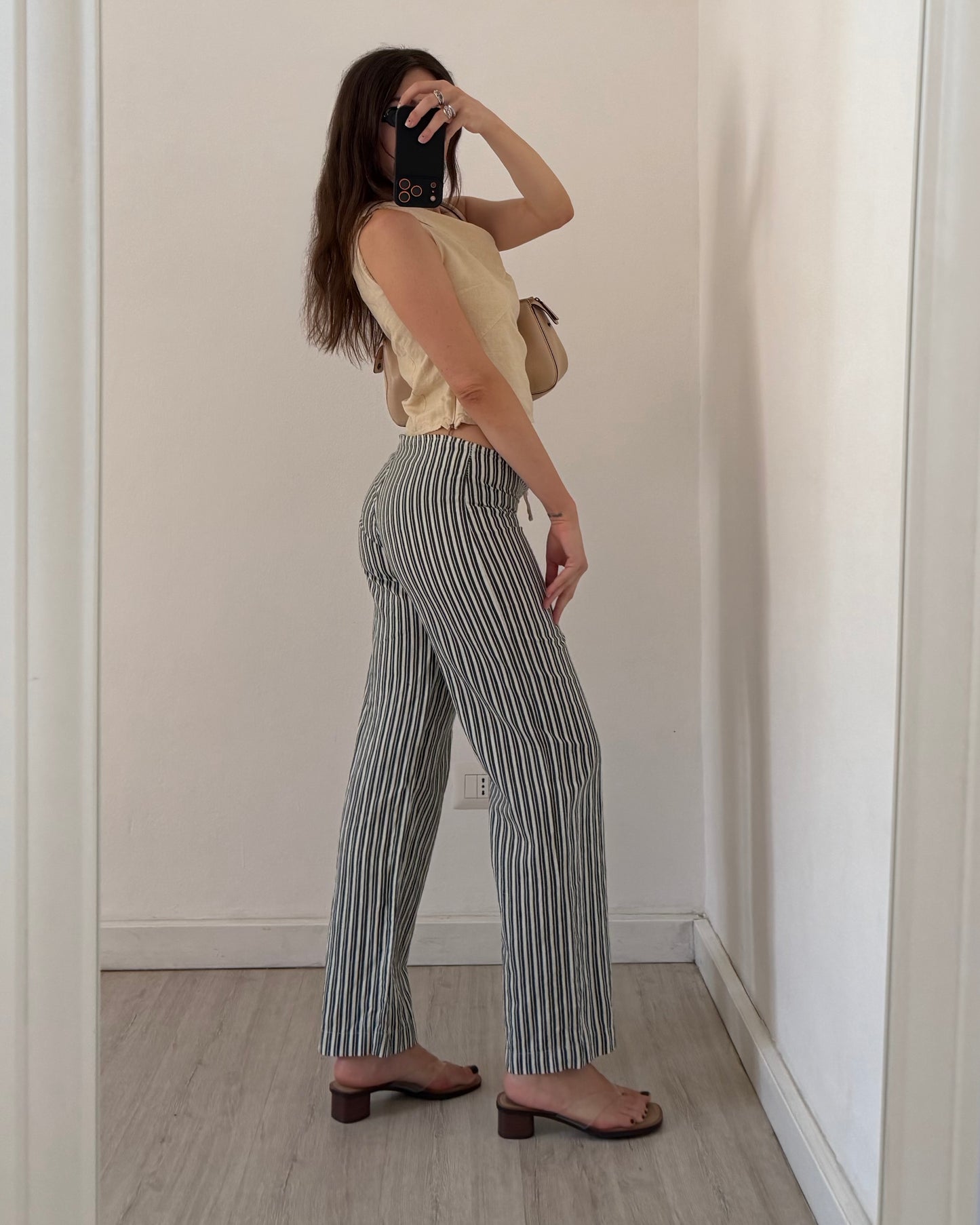 Linen striped trousers