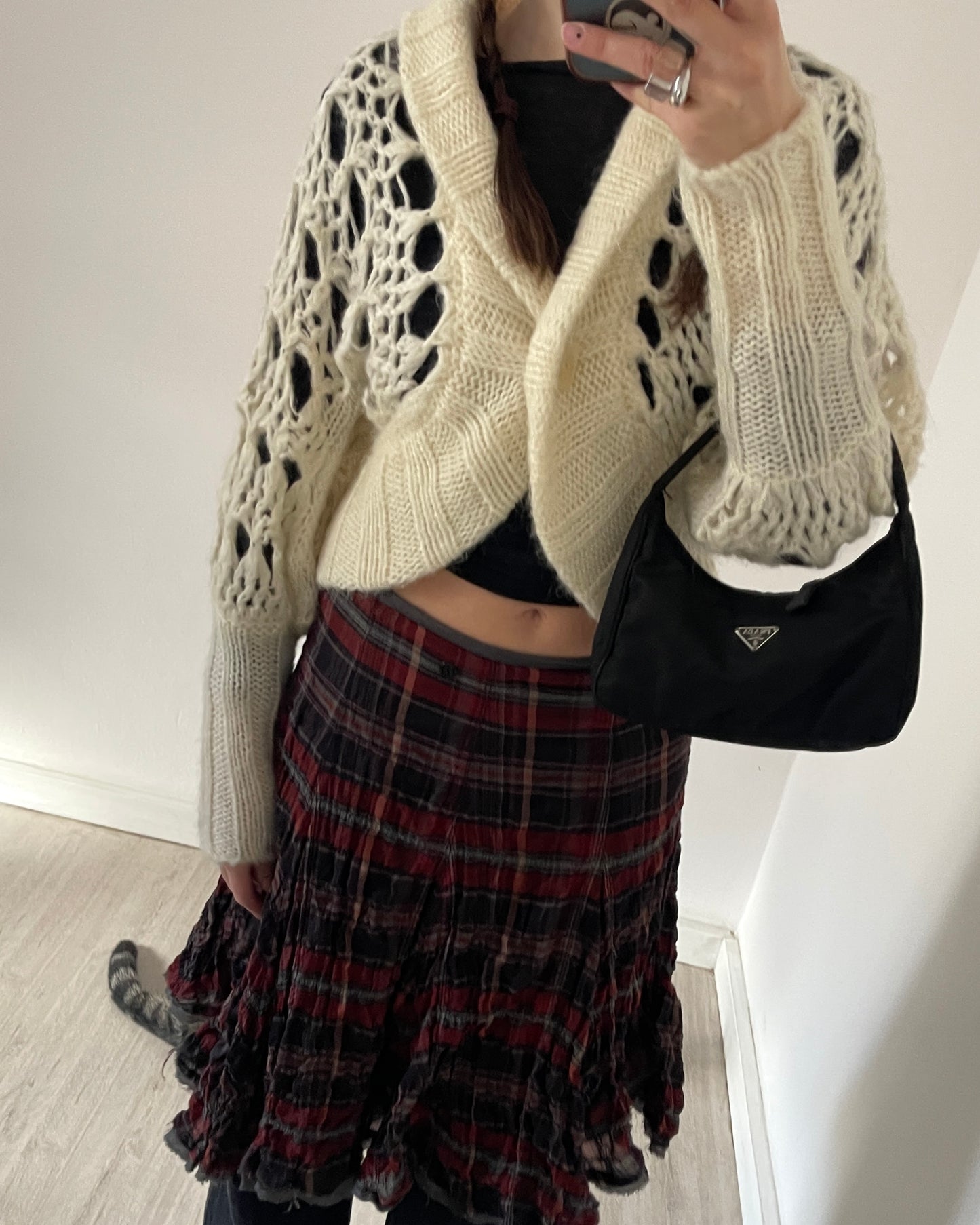 Openwork chunky wool cardigan