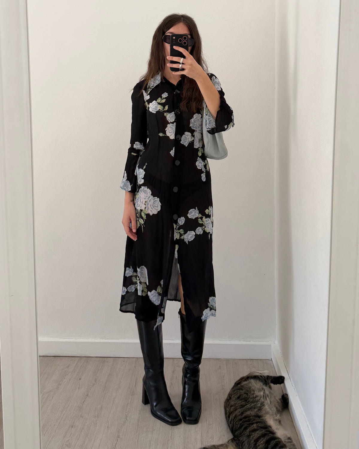 90s sheer cardigan dress