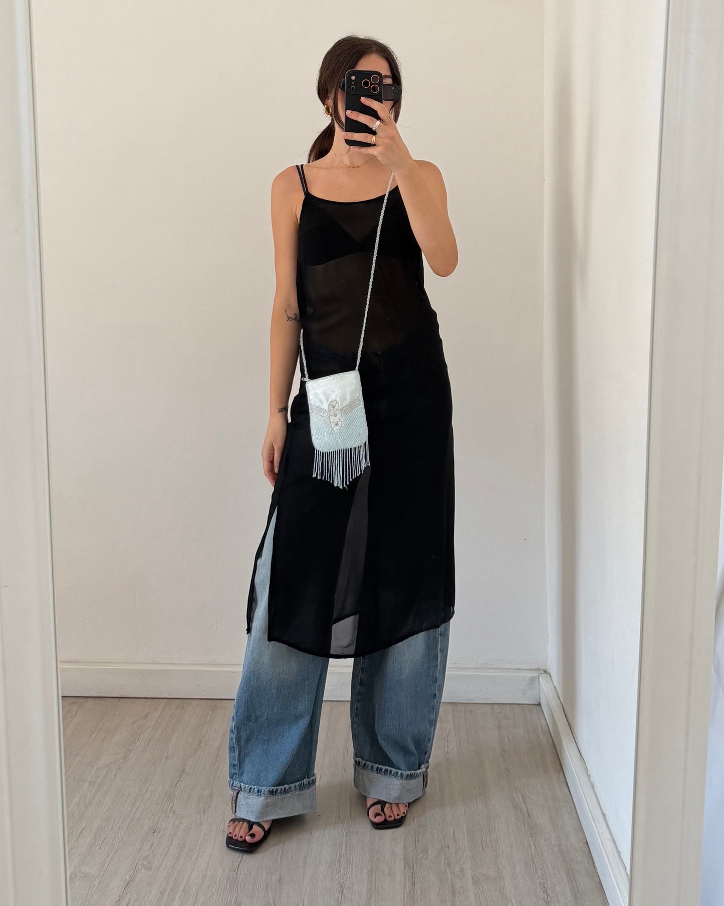 Sheer black midi dress