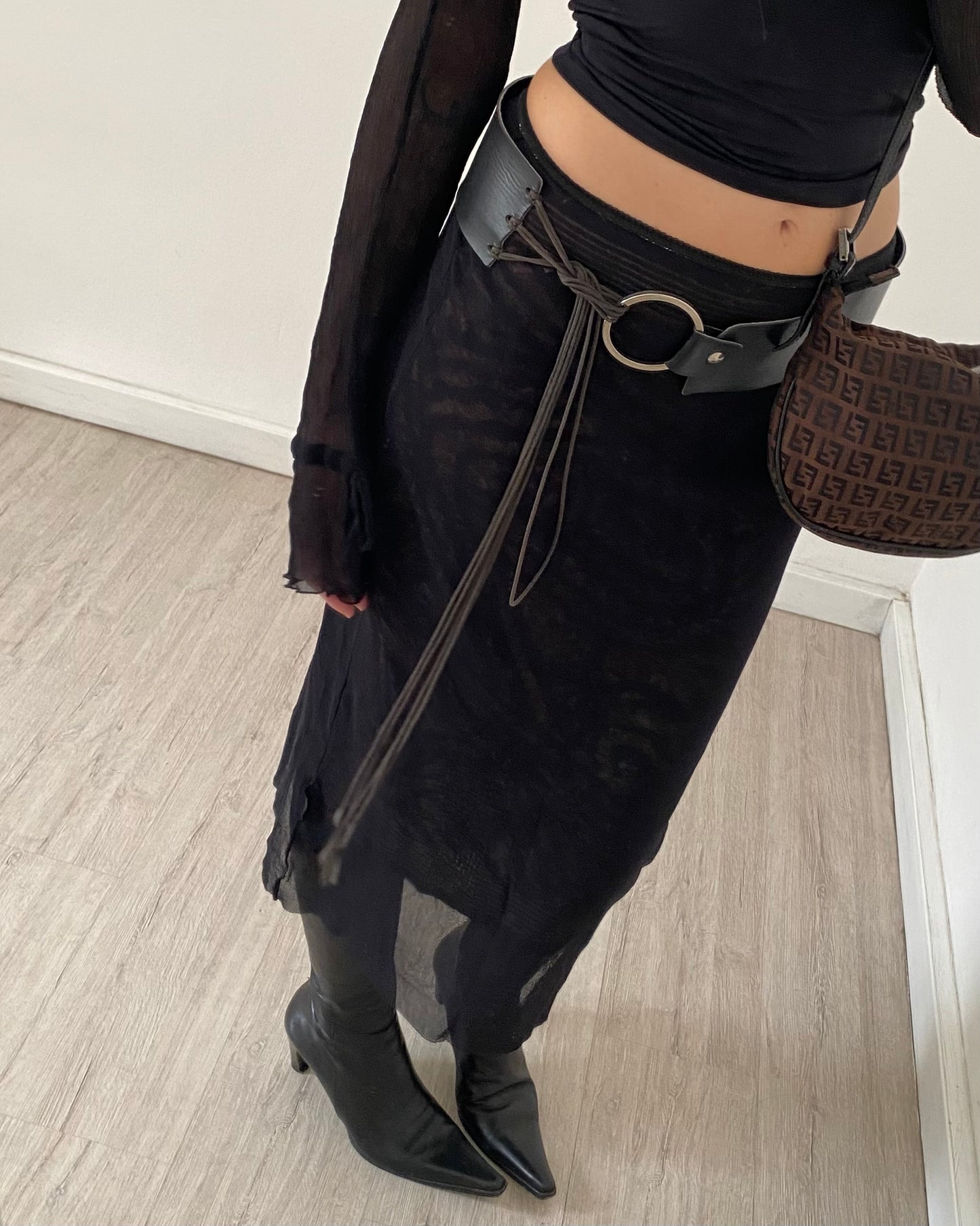 Micro mesh midi skirt