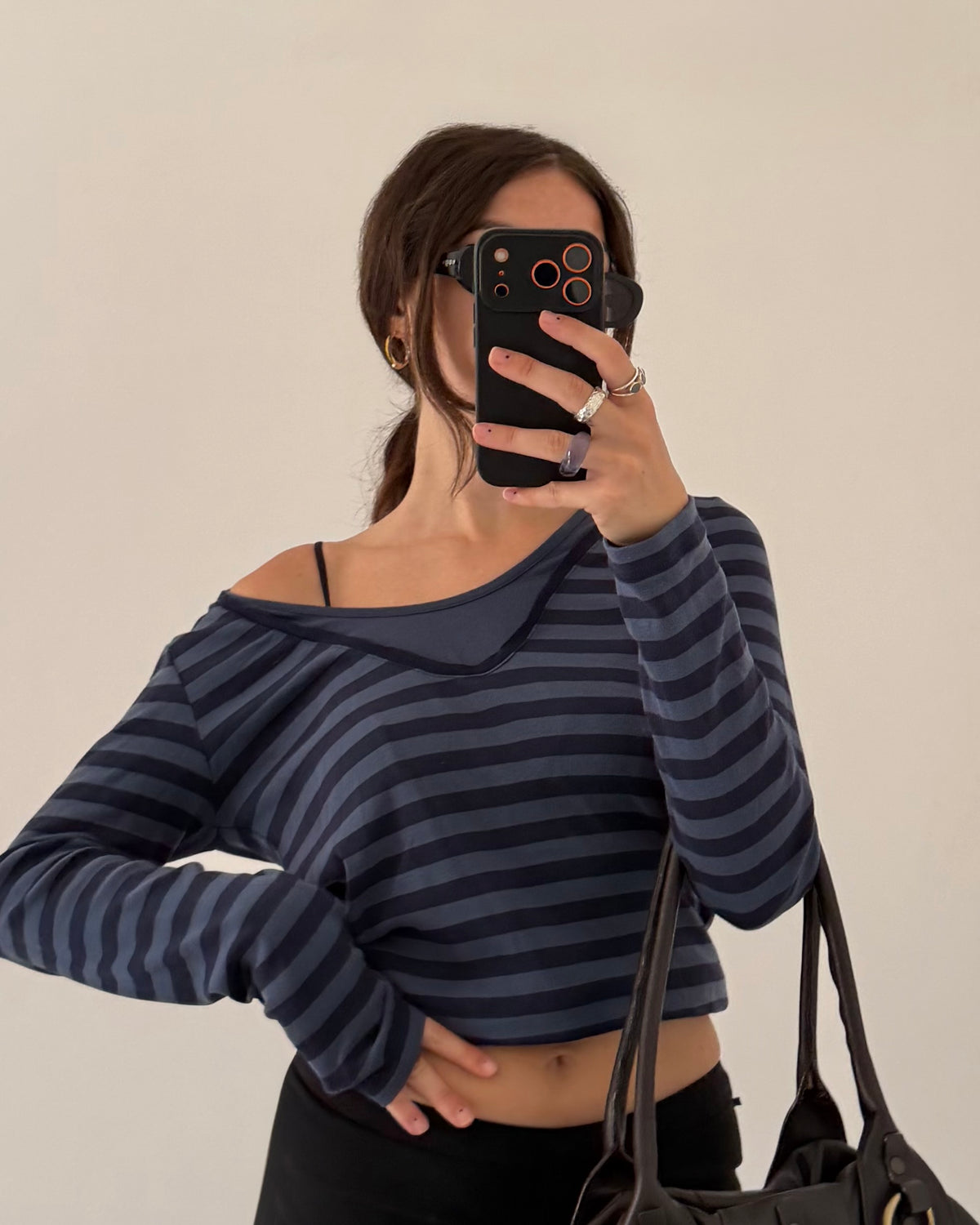 Striped long sleeves top