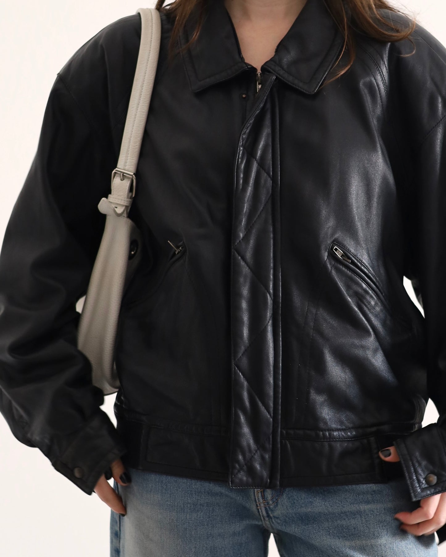 Longchamp leather bomber jacket