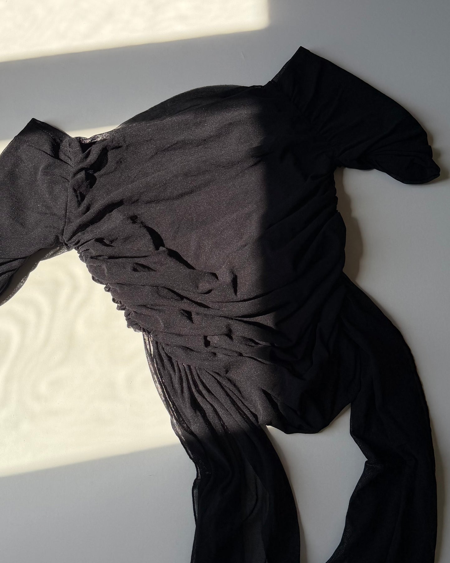 Off the shoulder tulle top