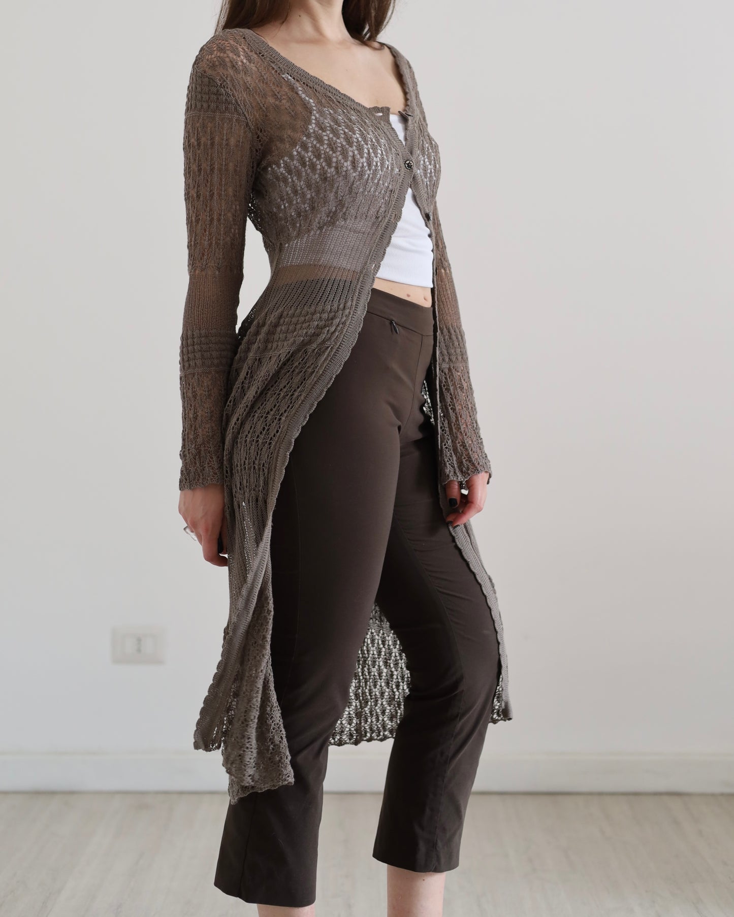 Long crochet cardigan