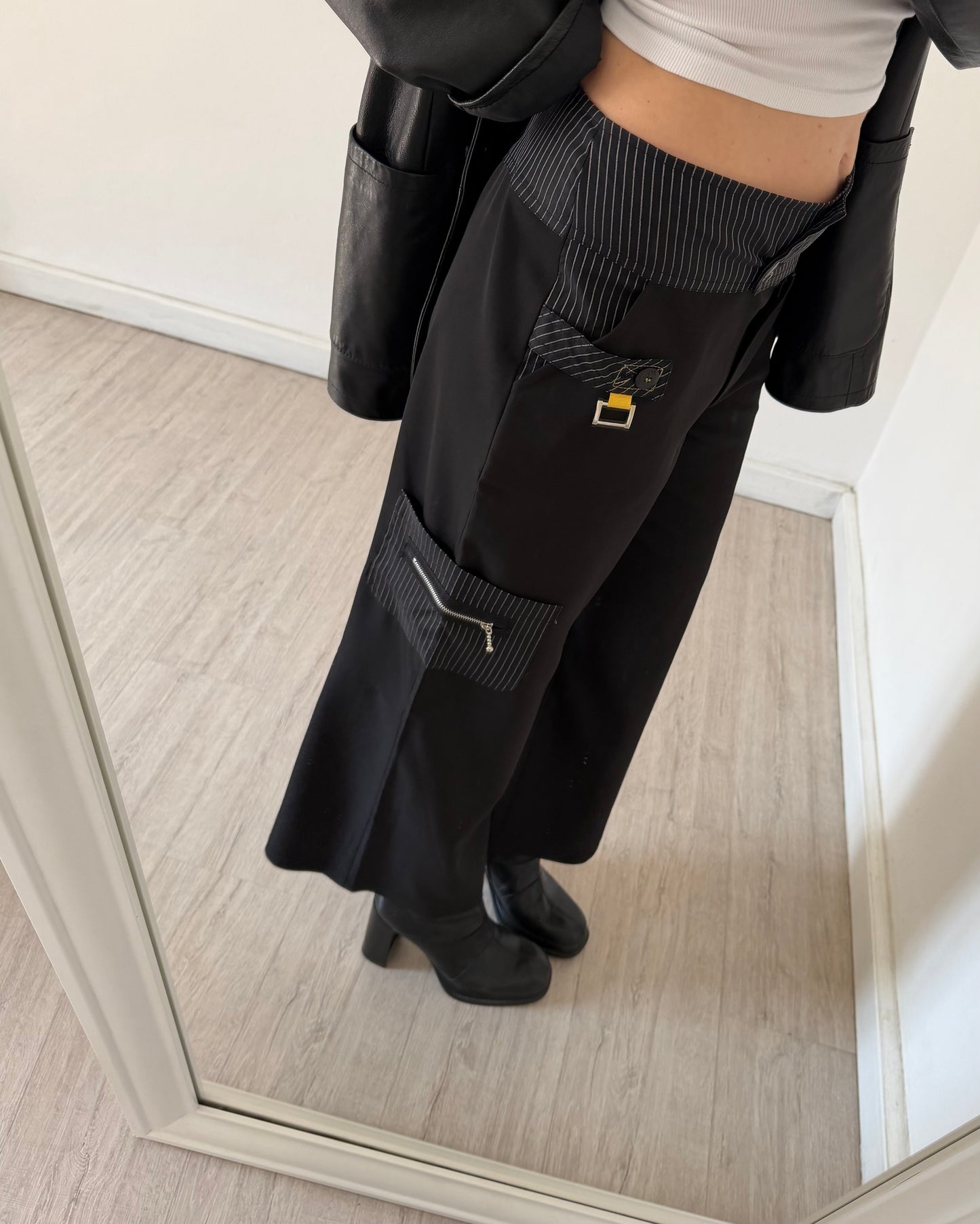 00s wide leg pinstripe trousers