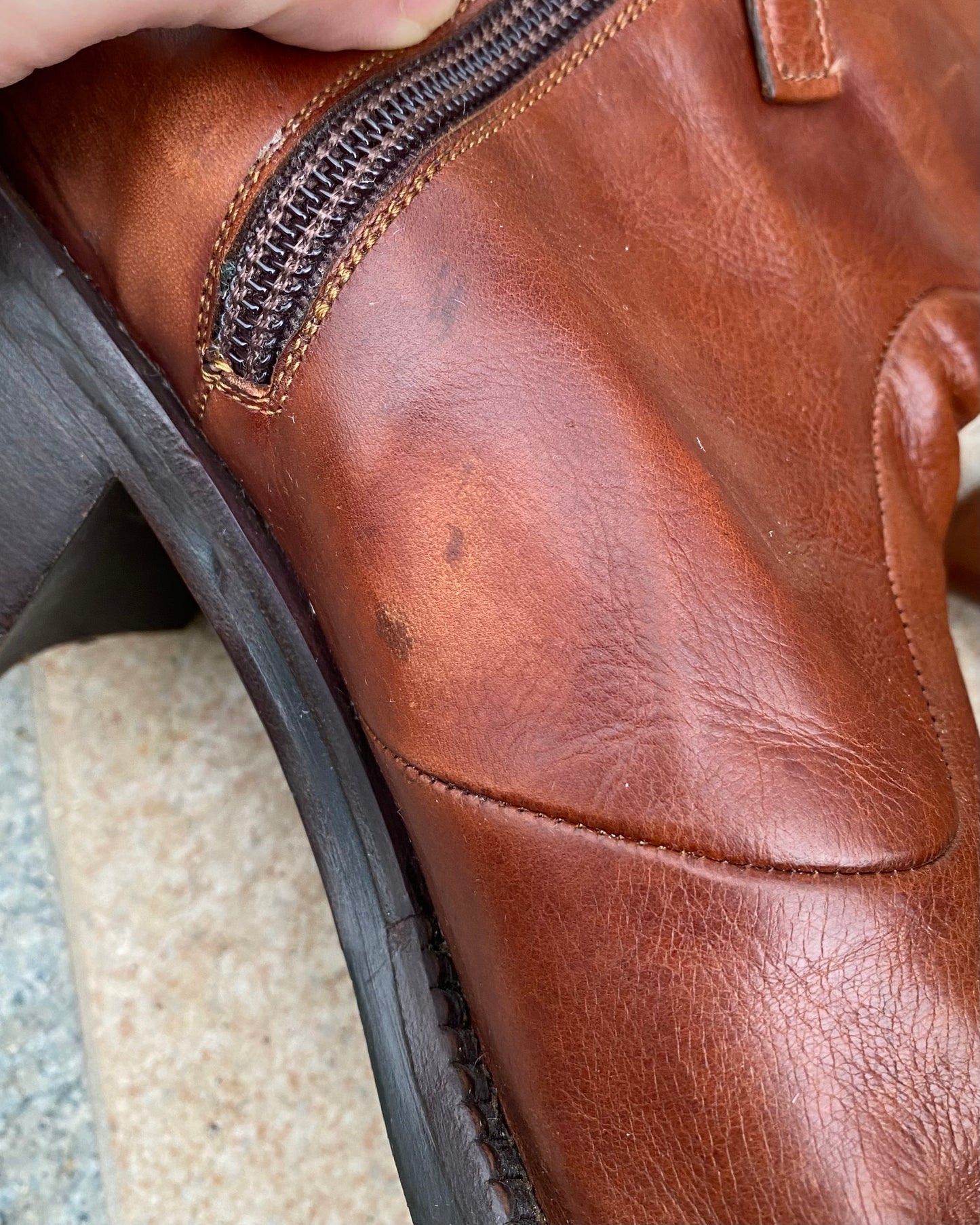 Square toe leather boots