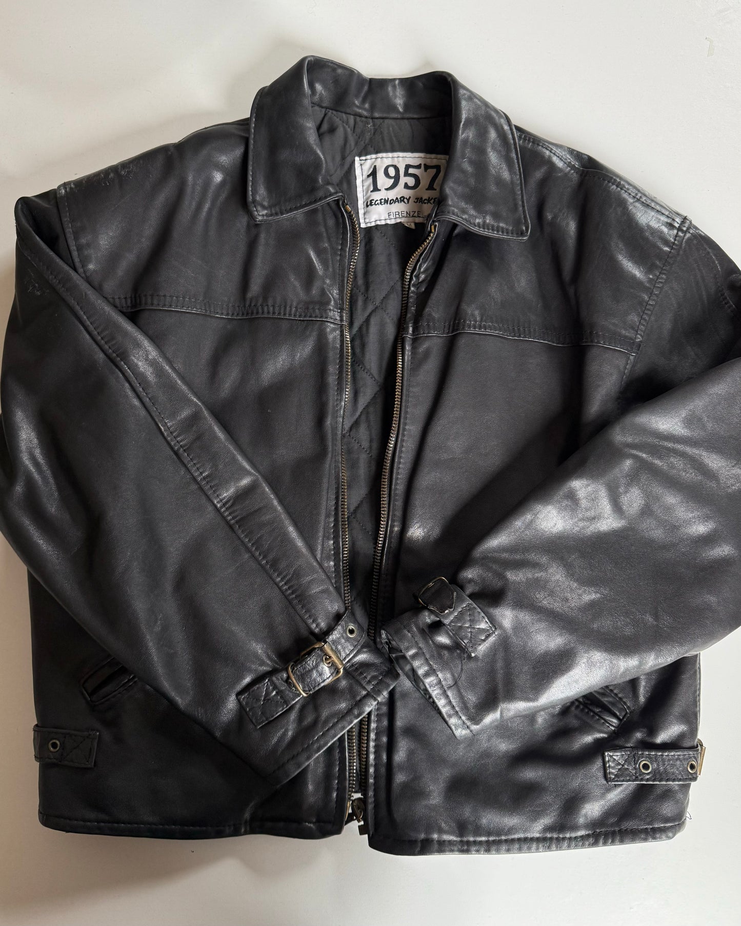 Leather bomber jacket