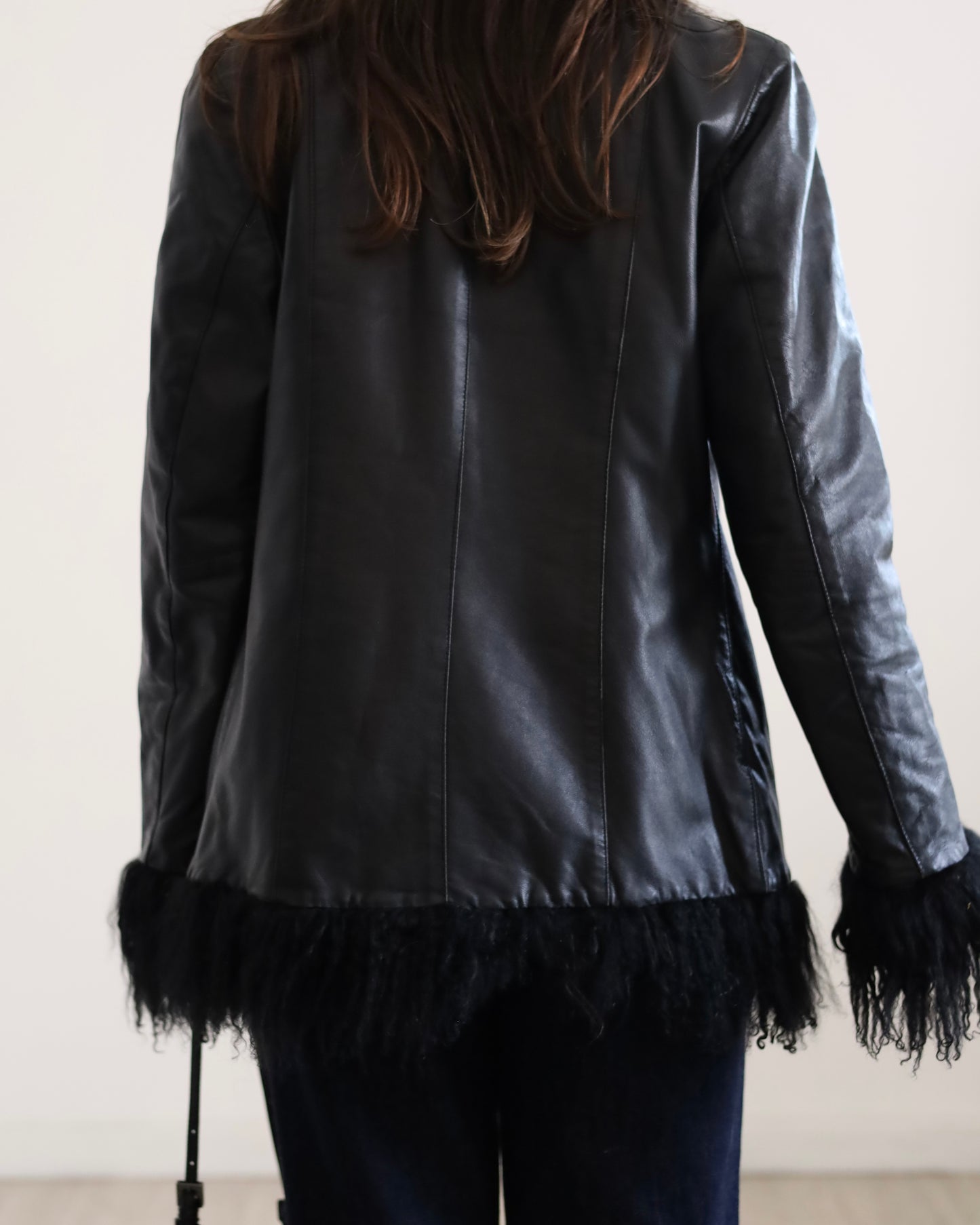 Black leather afghan jacket