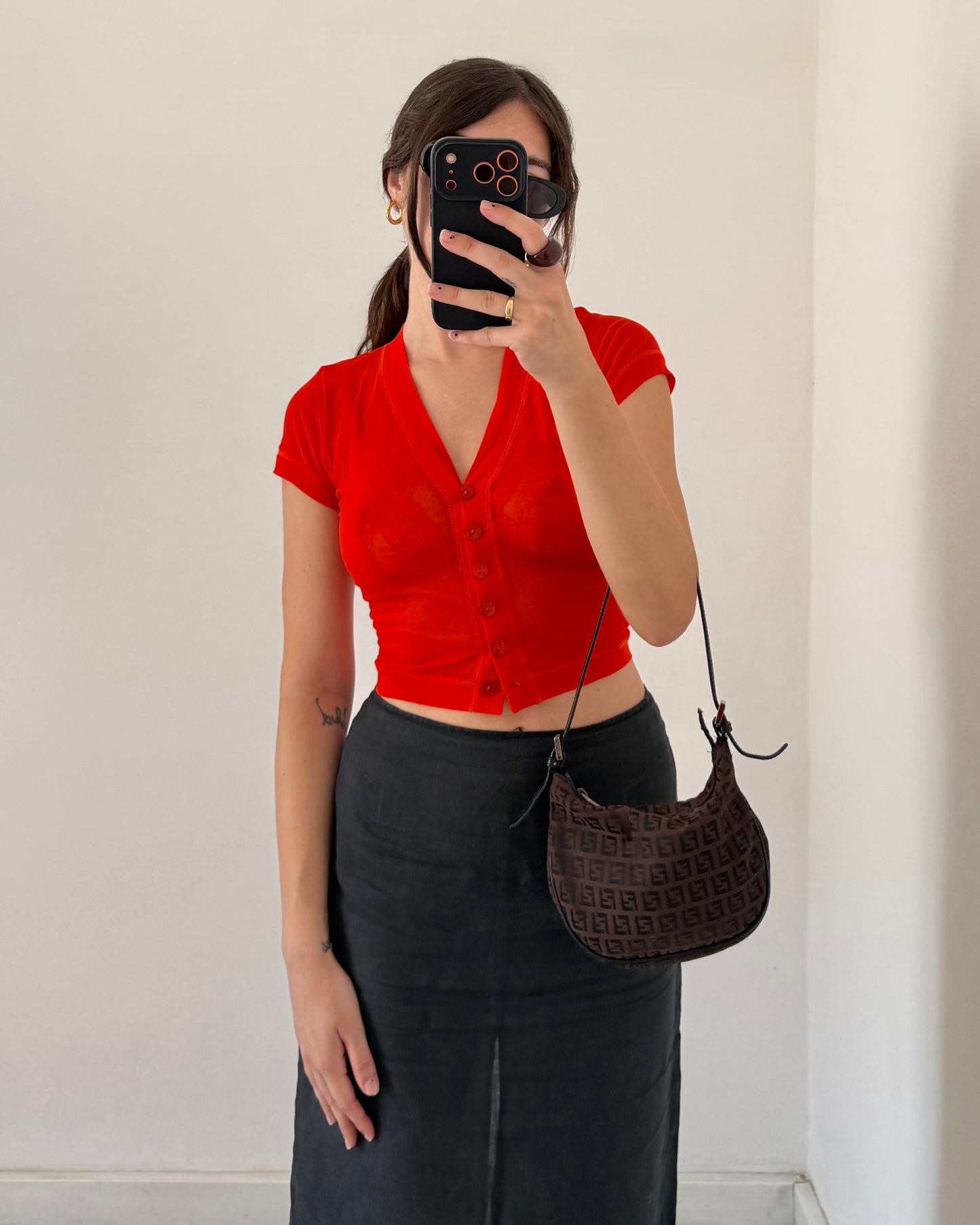 Linen midi skirt