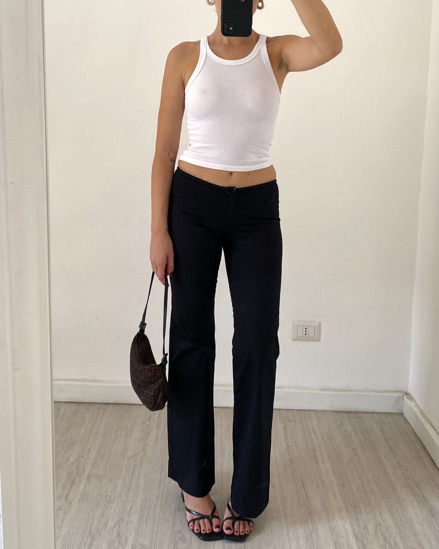 Low rise flare trousers