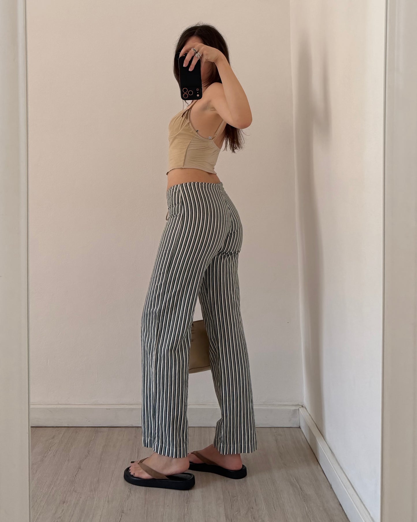 Linen striped trousers
