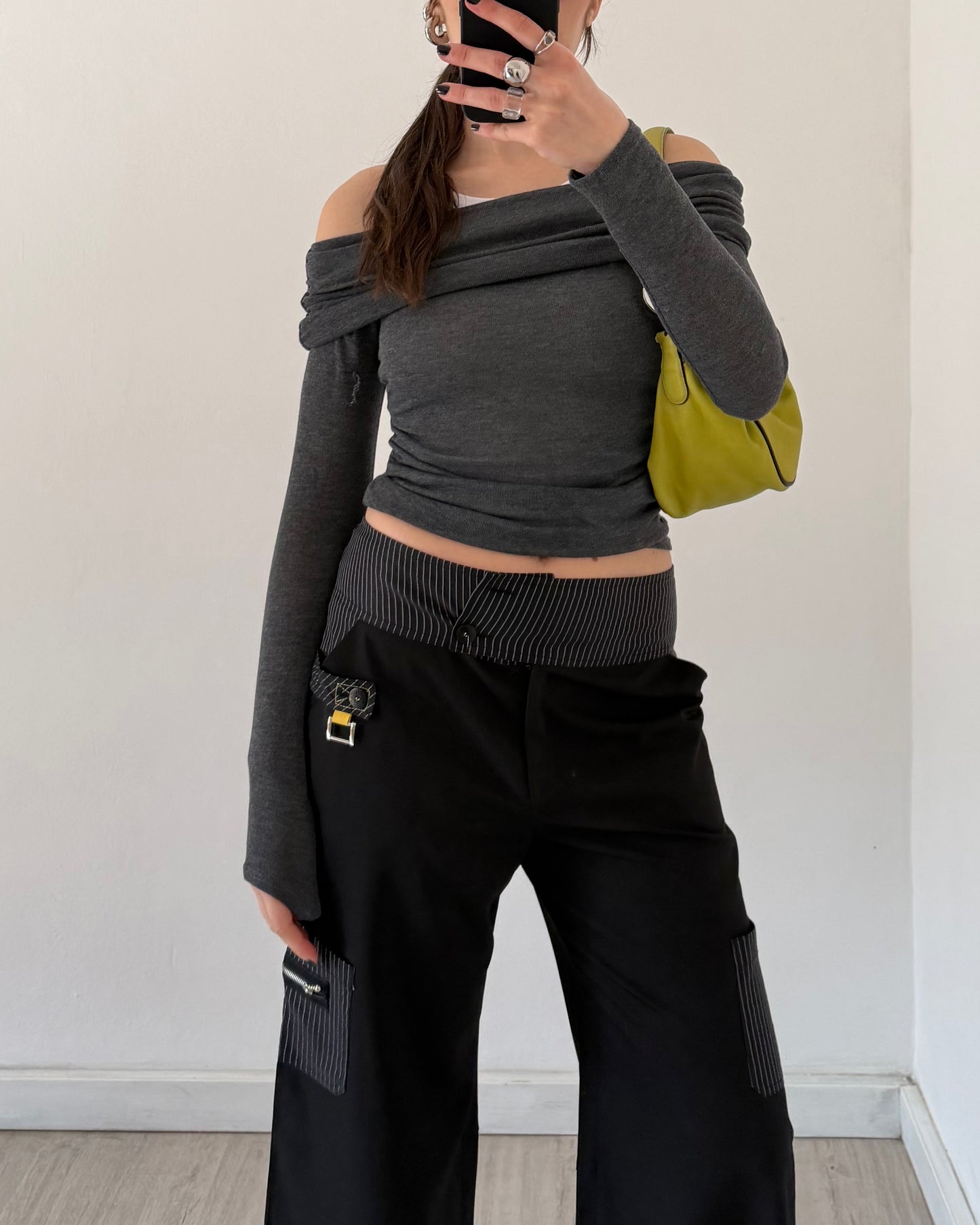 00s wide leg pinstripe trousers