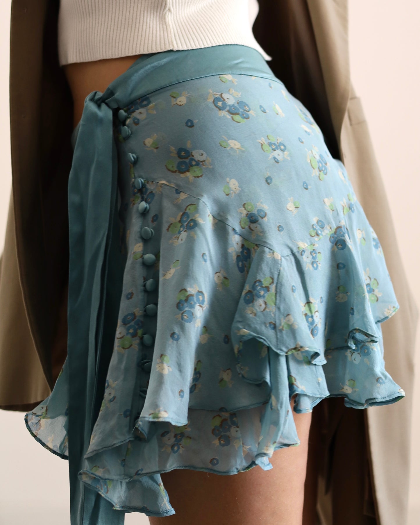 Silk skirt with volants