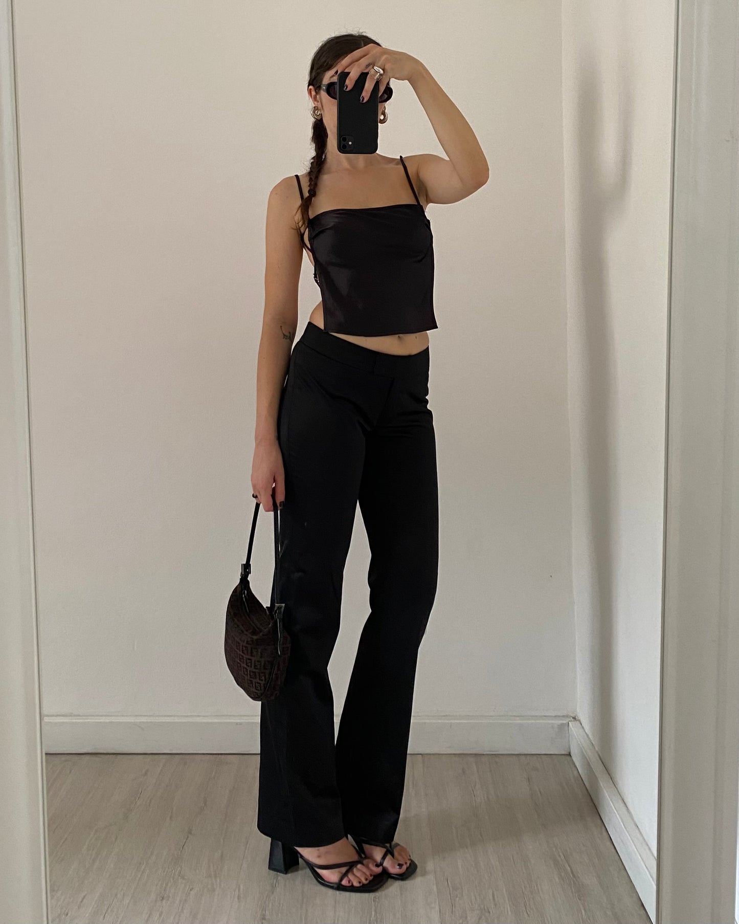 Satin straight leg trousers