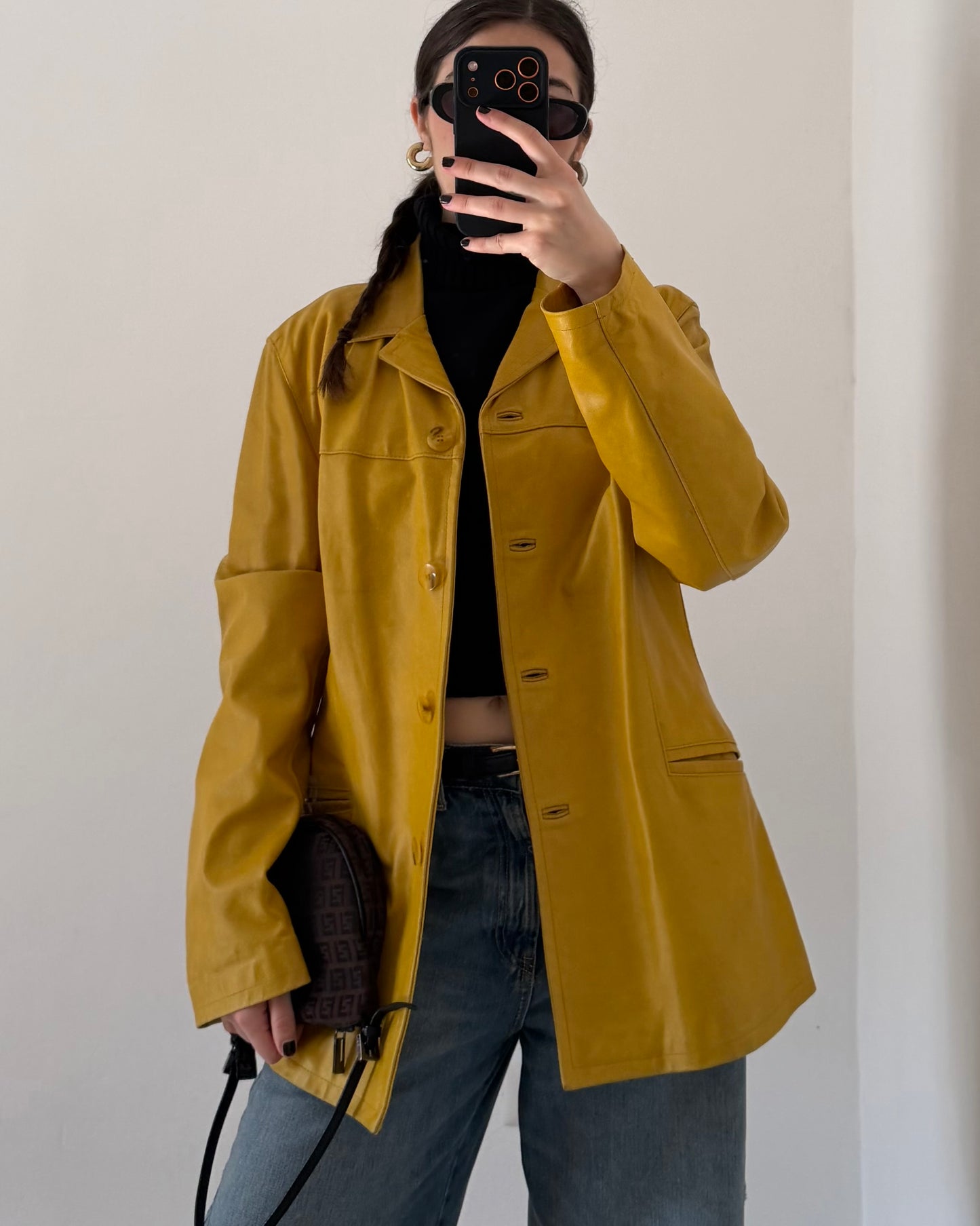 Mustard yellow leather jacket
