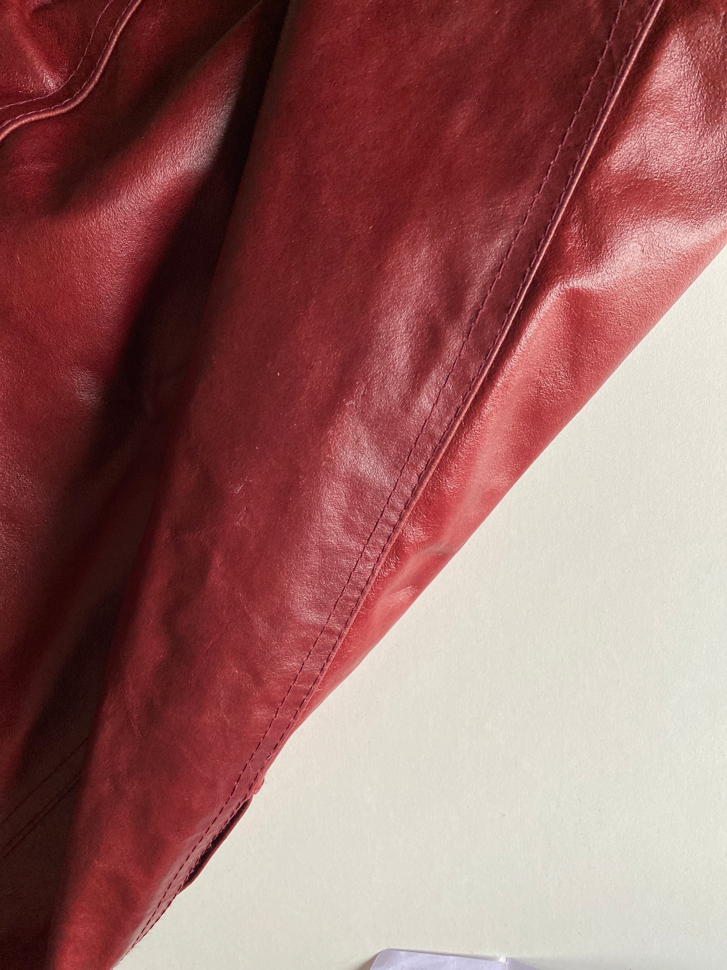 Cherry red leather jacket