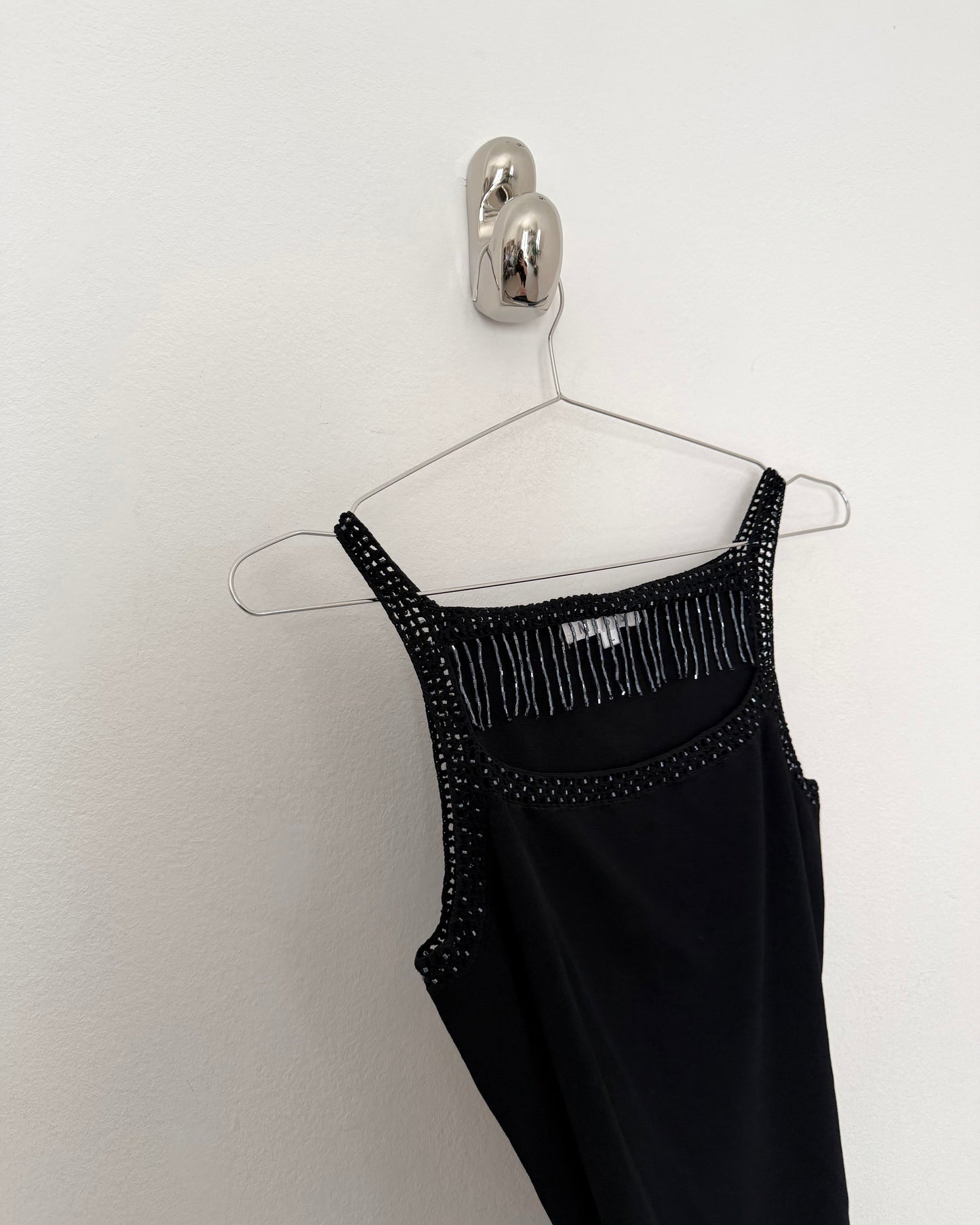 Linen cut-out sequins top