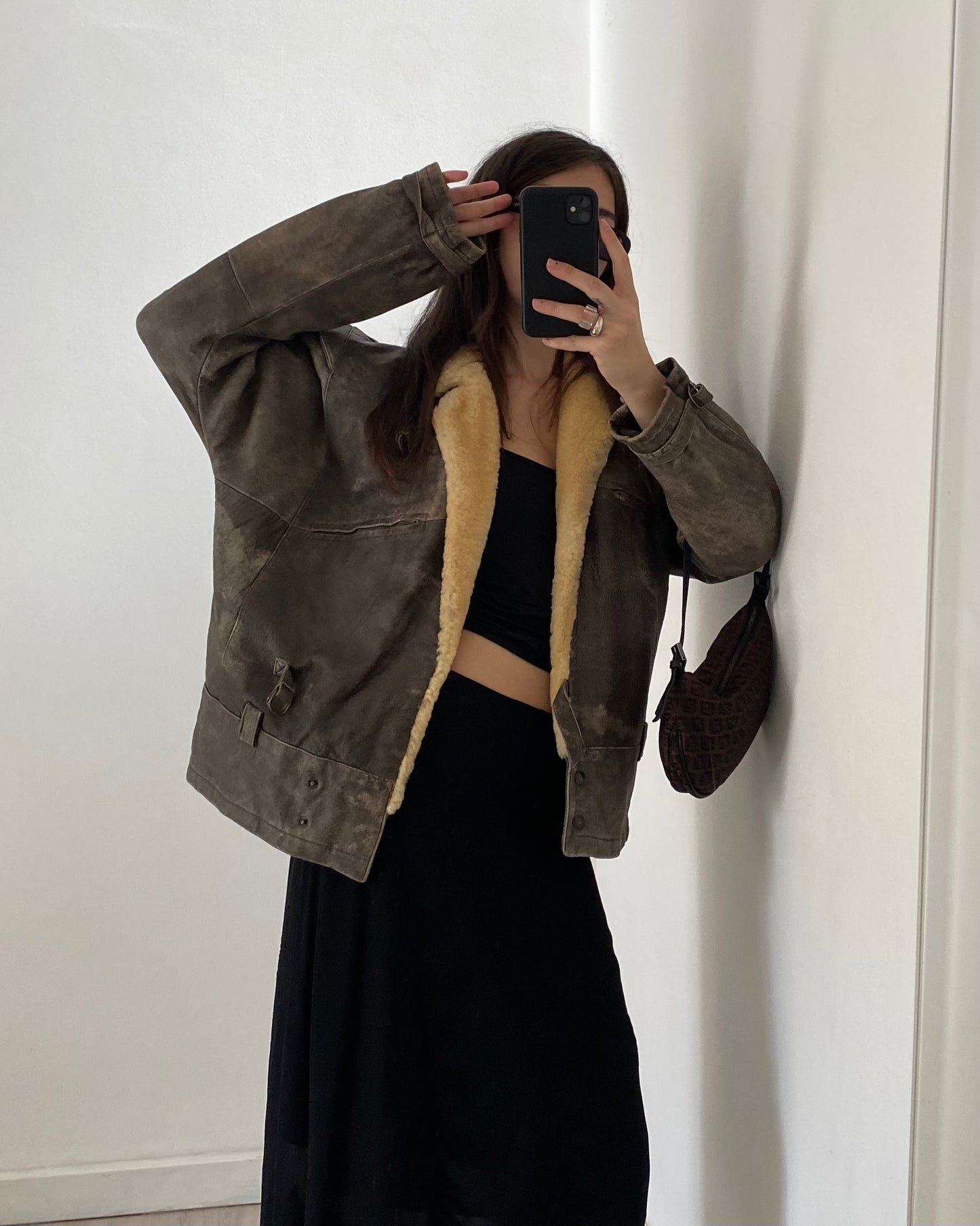 90s distressed leather jacket