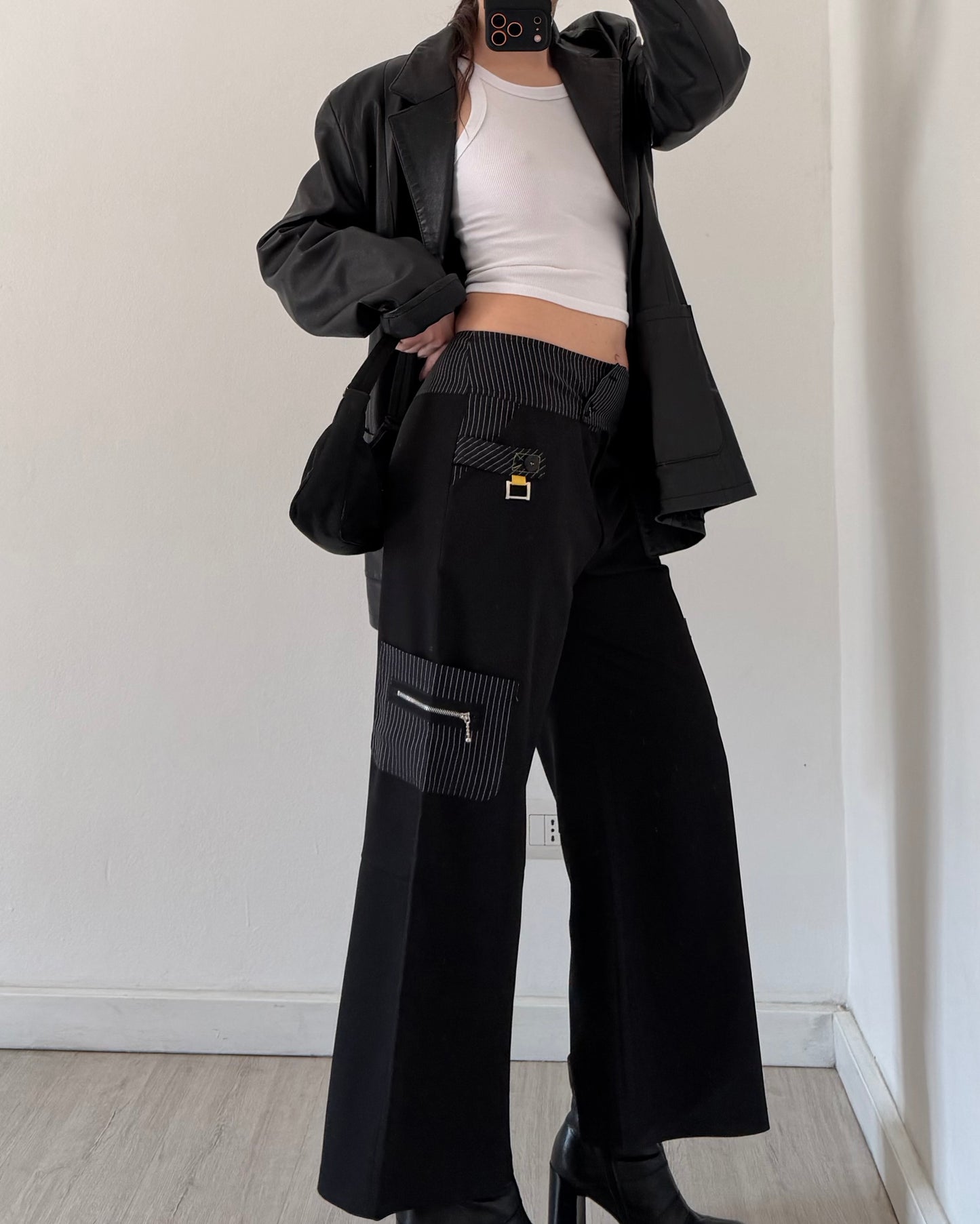 00s wide leg pinstripe trousers