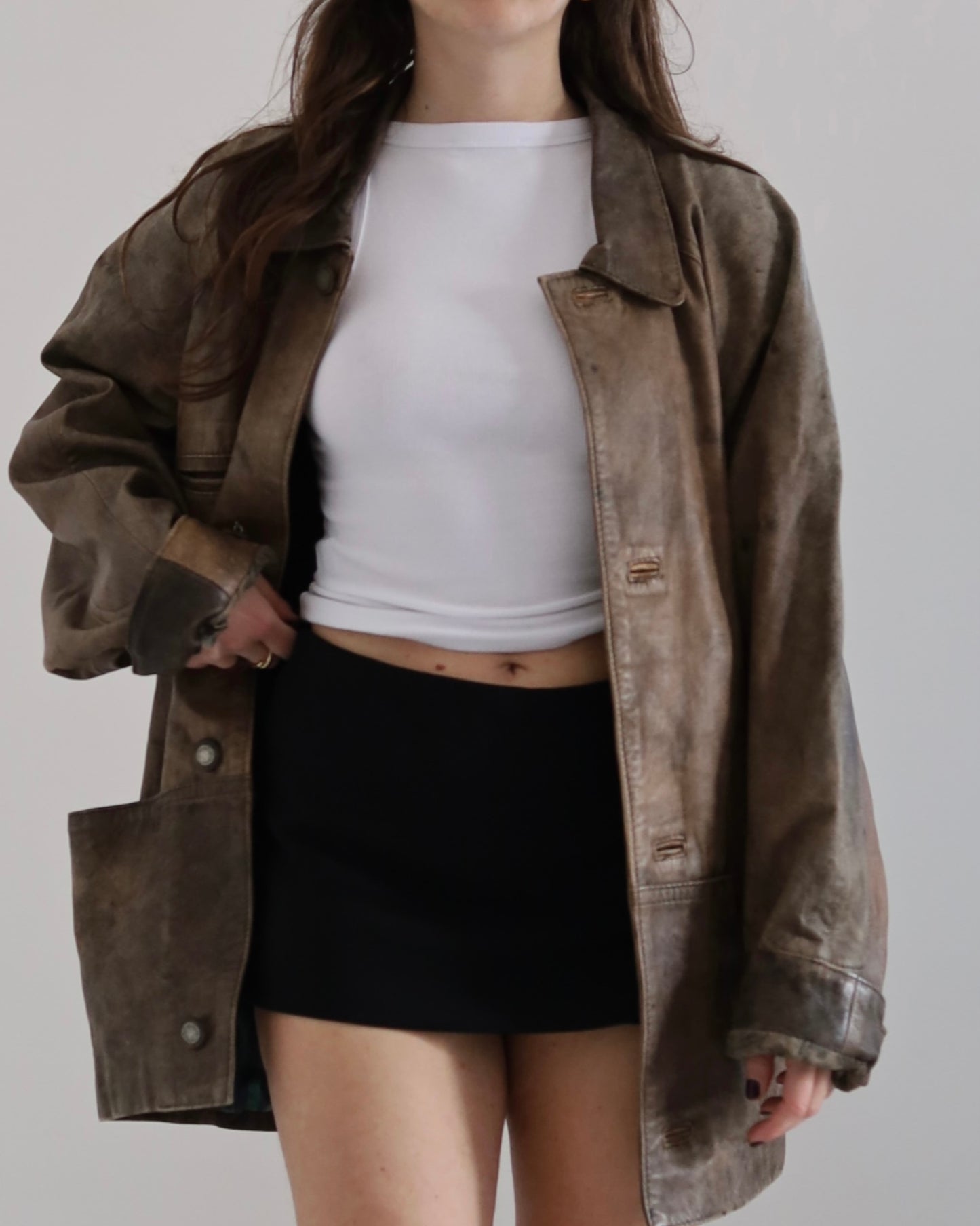 Brown distressed leather jacket