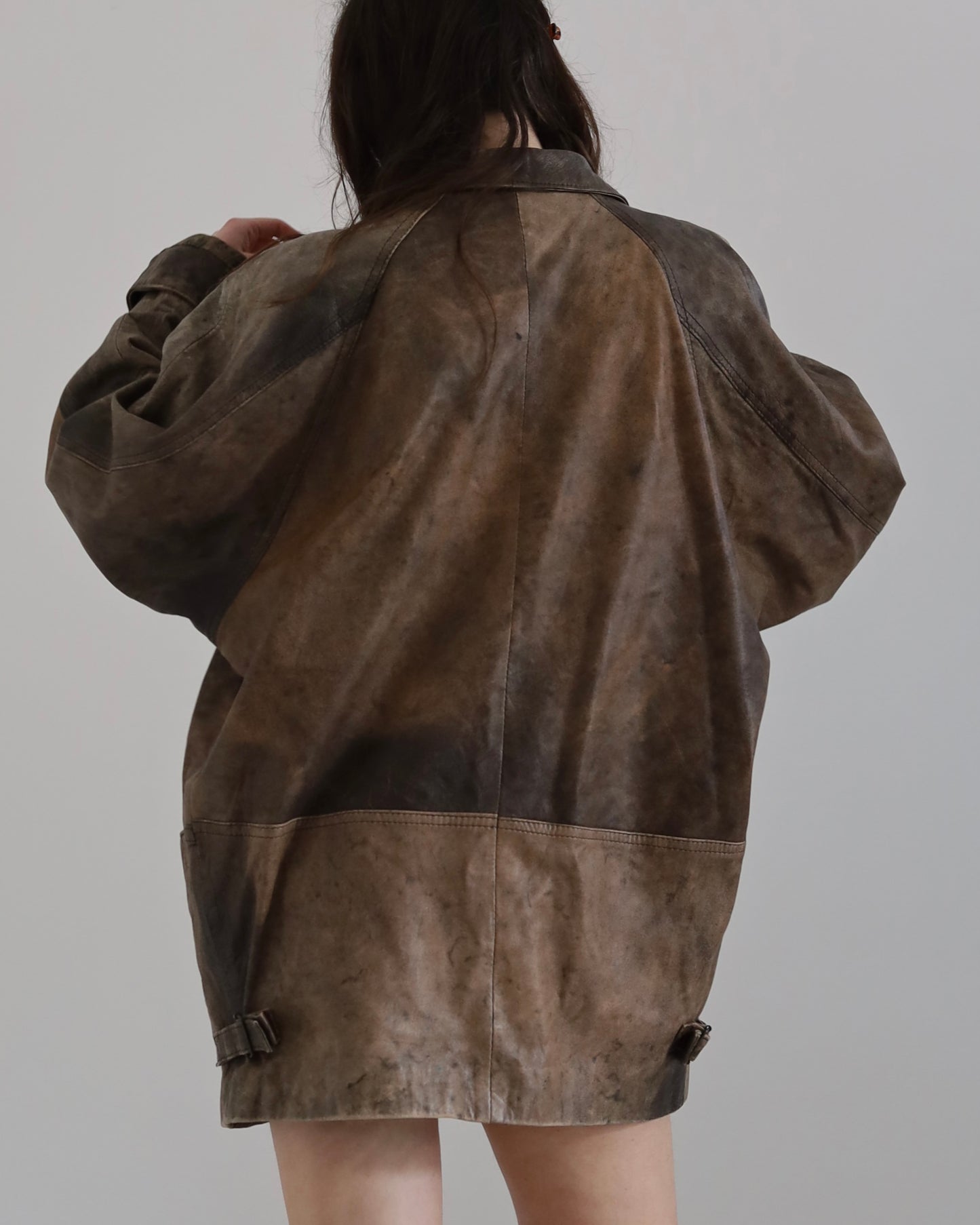 Brown distressed leather jacket